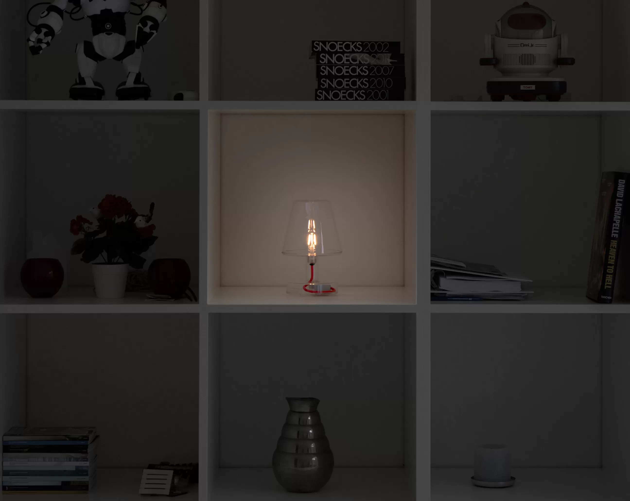 Lampes Sans Fil>Fatboy Lampe Sans Fil Rechargeable Transloetje Plastique Transparent / Led - O 16 X H 25 Cm - Rouge - Transparent