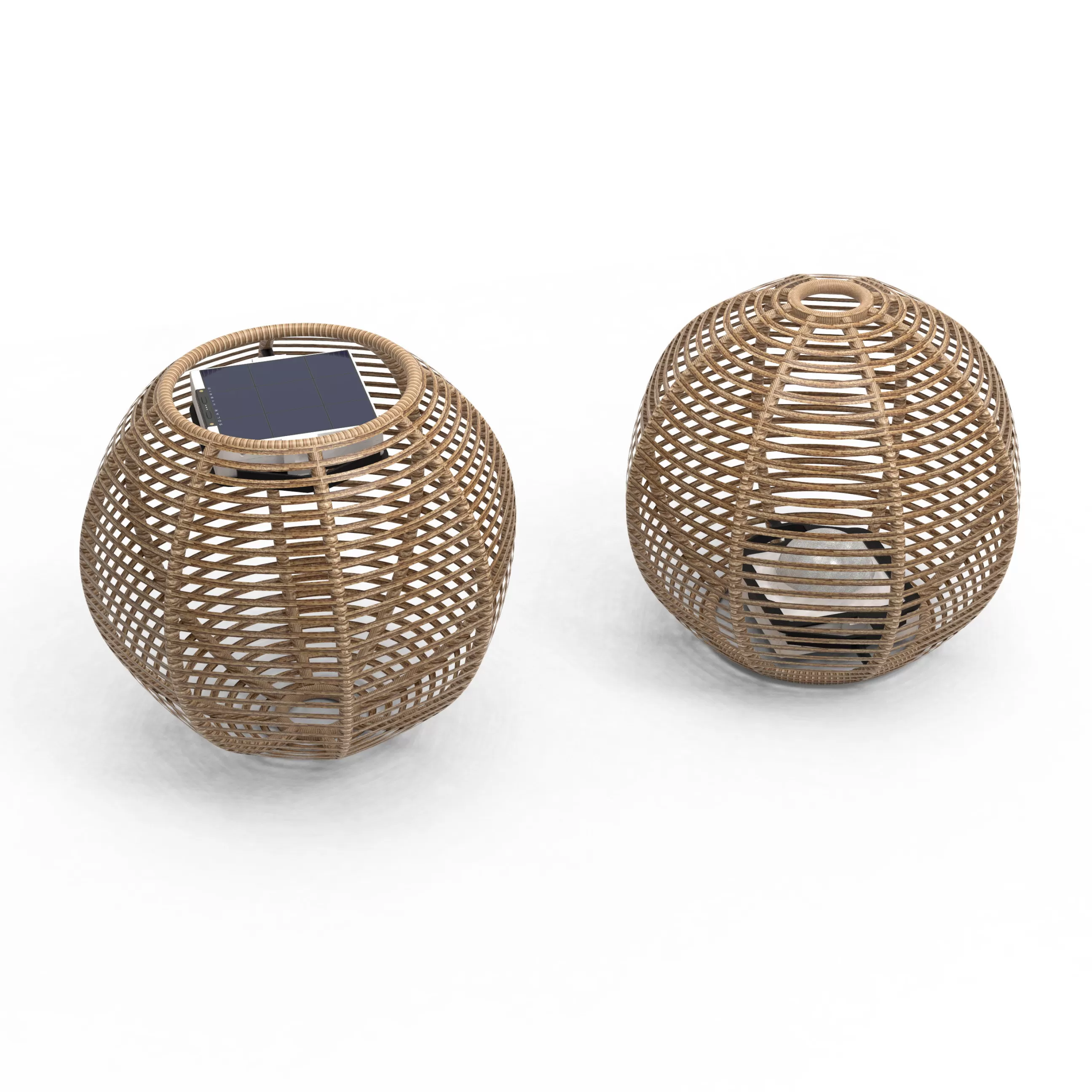 Luminaires D'extérieur>Maiori Lampe Solaire D'extérieur La Lampe Paillote Sphere Plastique Bois / Medium O 40 Cm / Hybride Et Connectee (Solaire + Dock Usb) - Naturel