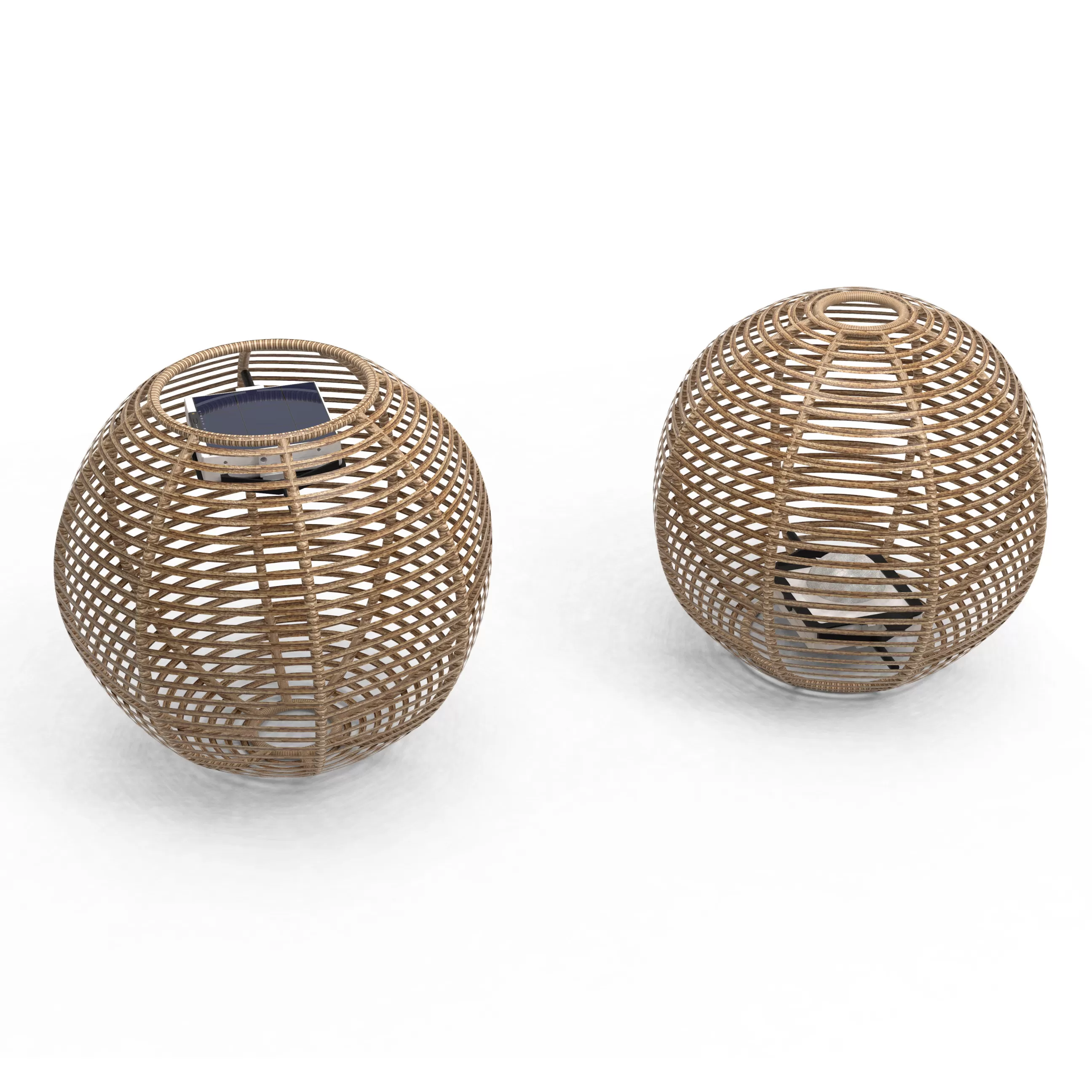 Lampes De Sol>Maiori Lampe Solaire D'extérieur La Lampe Paillotte Sphere Plastique Bois / Large O 48 Cm / Hybride Et Connectee (Solaire + Dock Usb) - Naturel