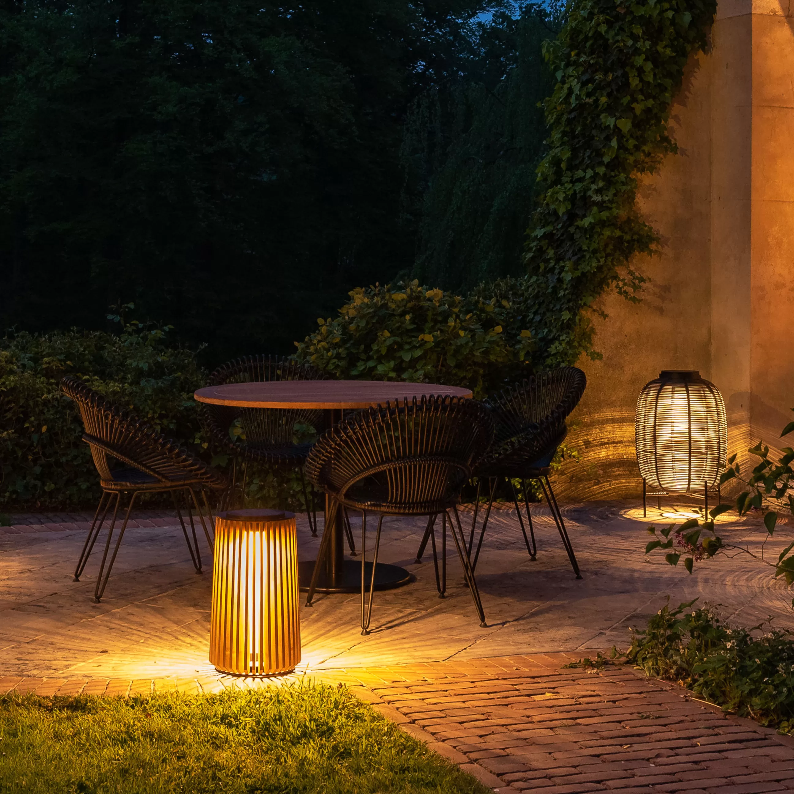 Luminaires D'extérieur>Vincent Sheppard Lampe Solaire D'extérieur Maya Large Bois Naturel / O 28 X H 48 Cm - Teck Recycle - Noir - Teck Naturel