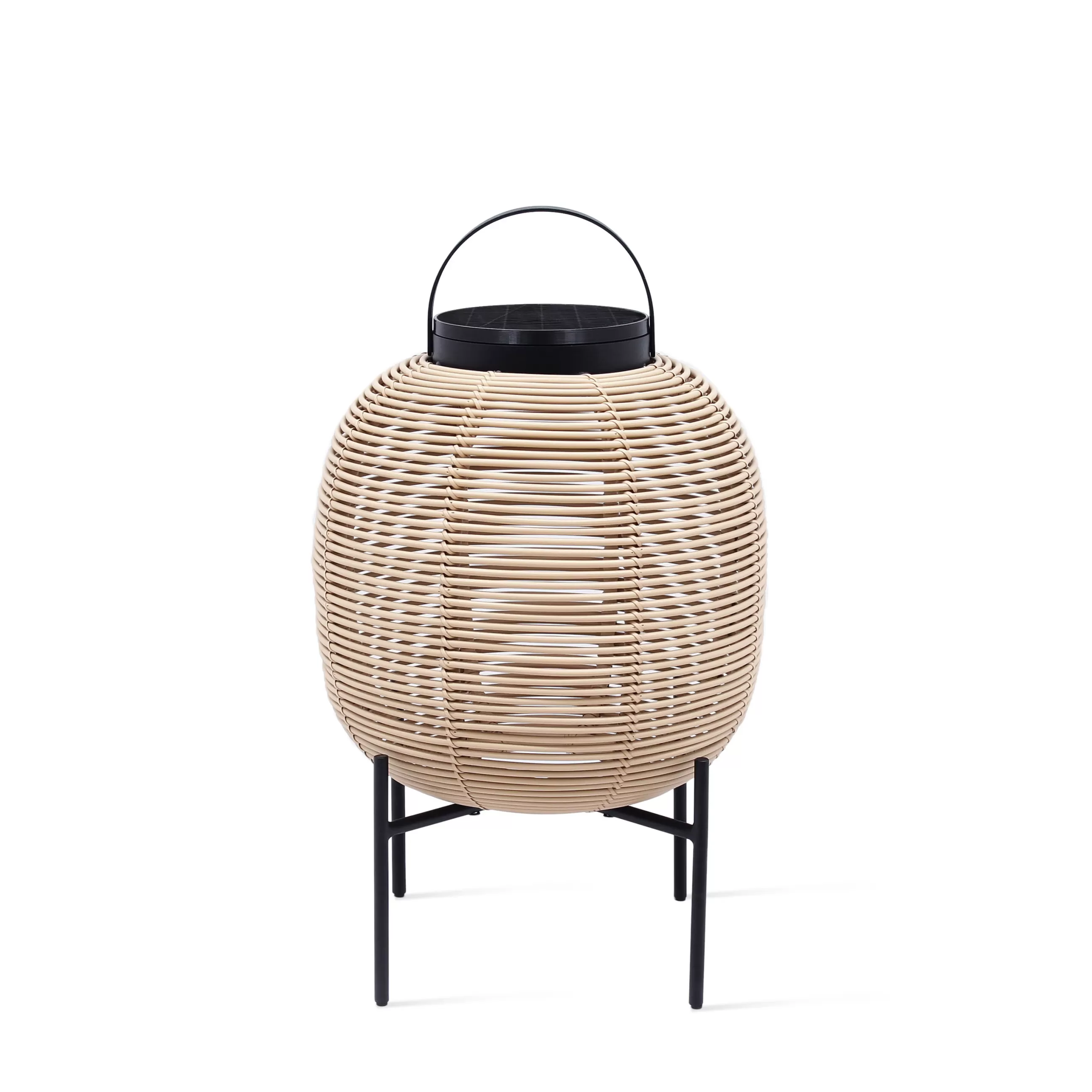 Luminaires D'extérieur>Vincent Sheppard Lampe Solaire D'extérieur Tika Small Plastique Beige / Lanterne Led - Base Acier / H 59 Cm - Camel - Noir