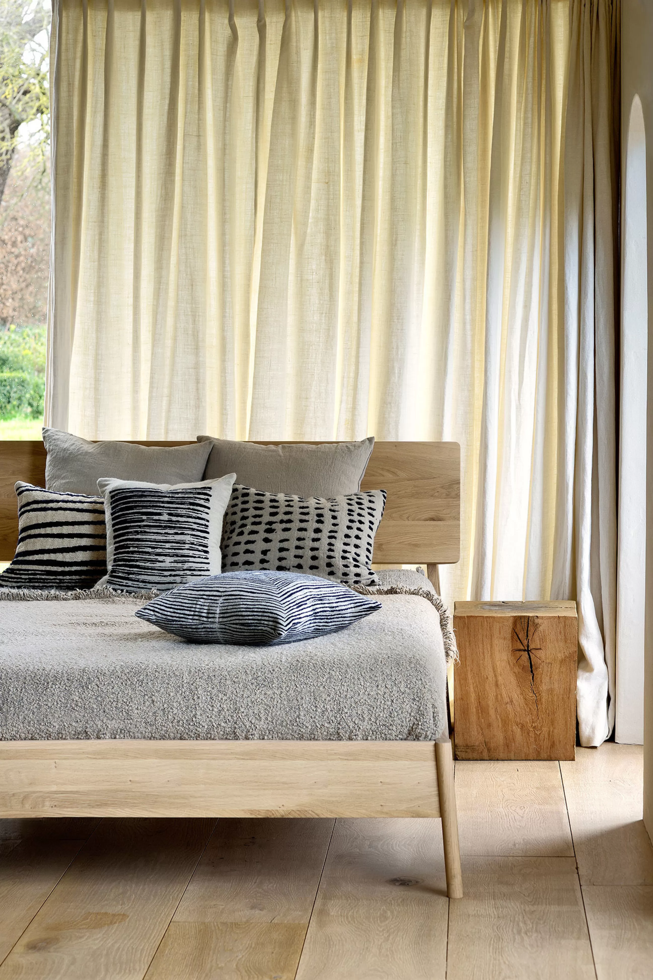 Lits>Ethnicraft Lit Double Air Bois Naturel / Pour Matelas 160 X 200 Cm - Chene Massif - Chene Naturel