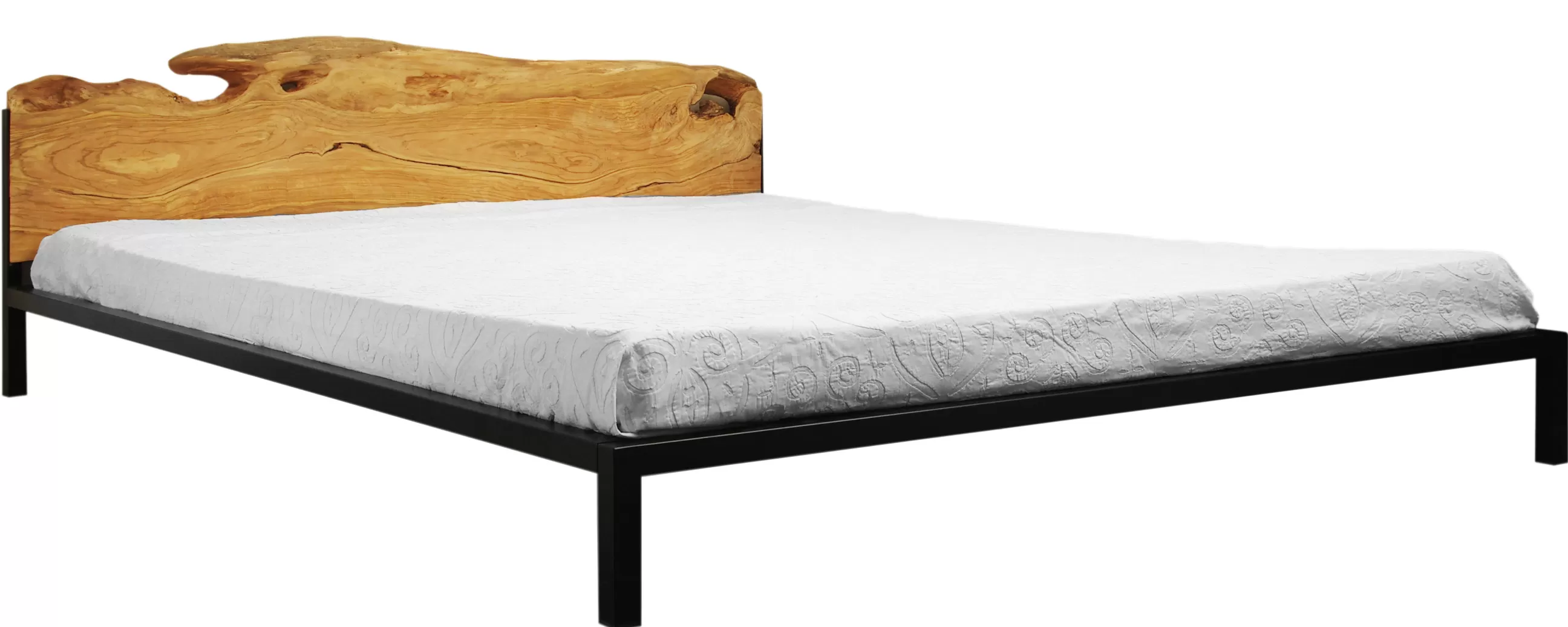 Lits>Zeus Lit Double Old Times Metal Bois Naturel / 162 X 210 Cm - Bois Naturel - Noir Cuivre