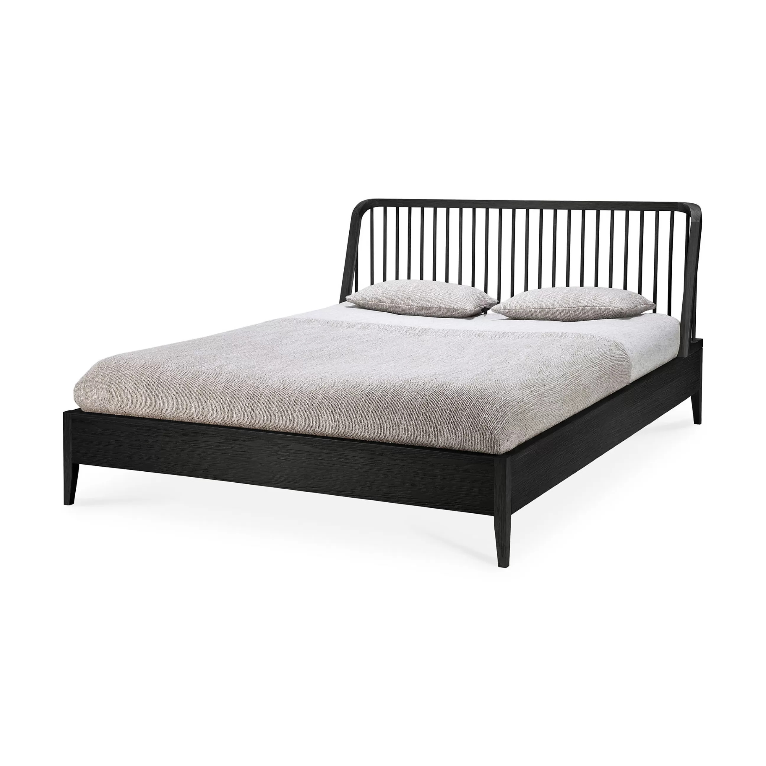 Lits>Ethnicraft Lit Double Spindle Bois / Pour Matelas 160 X 200 Cm - Chene Massif - Noir
