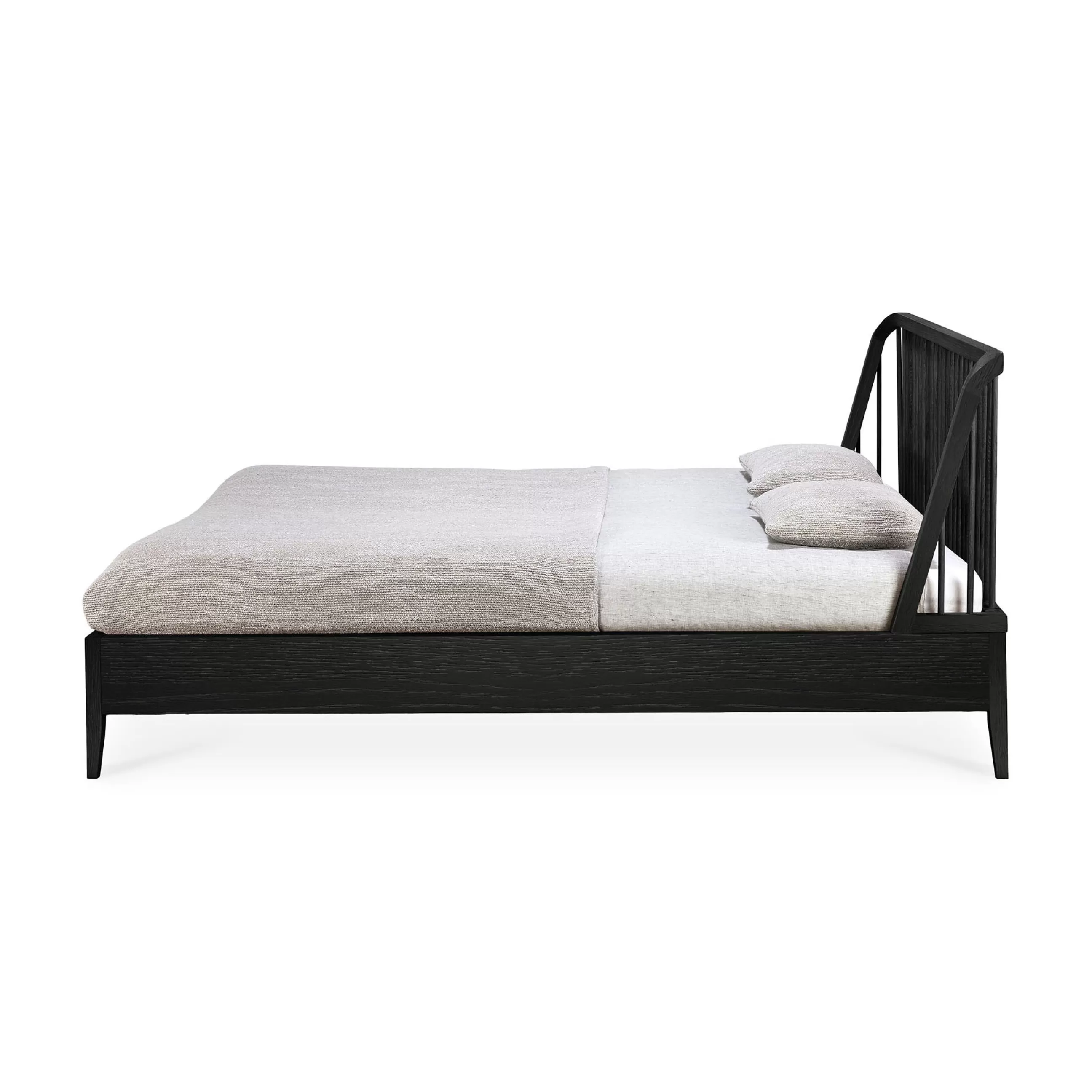 Lits>Ethnicraft Lit Double Spindle Bois / Pour Matelas 160 X 200 Cm - Chene Massif - Noir