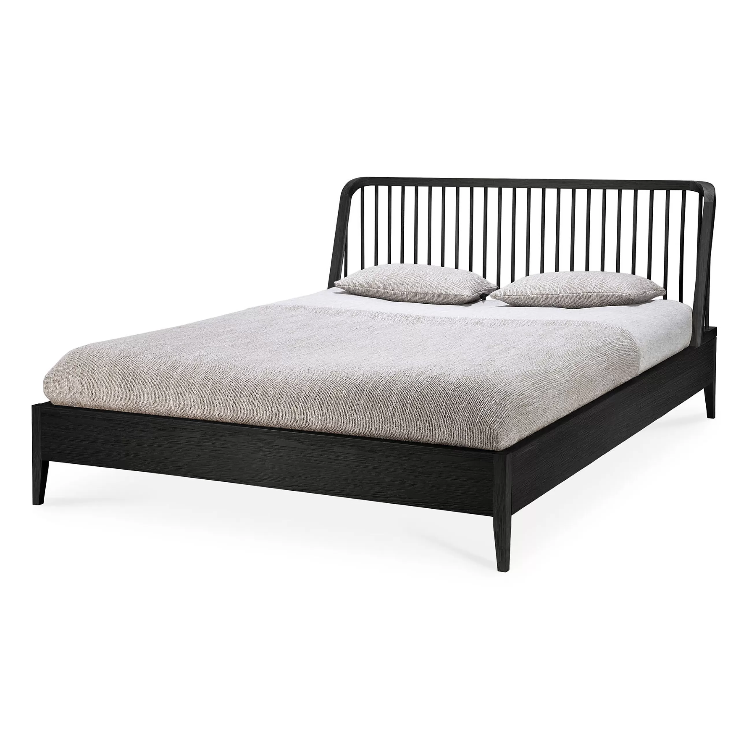 Lits>Ethnicraft Lit Double Spindle Bois / Pour Matelas 180 X 200 Cm - Chene Massif - Noir