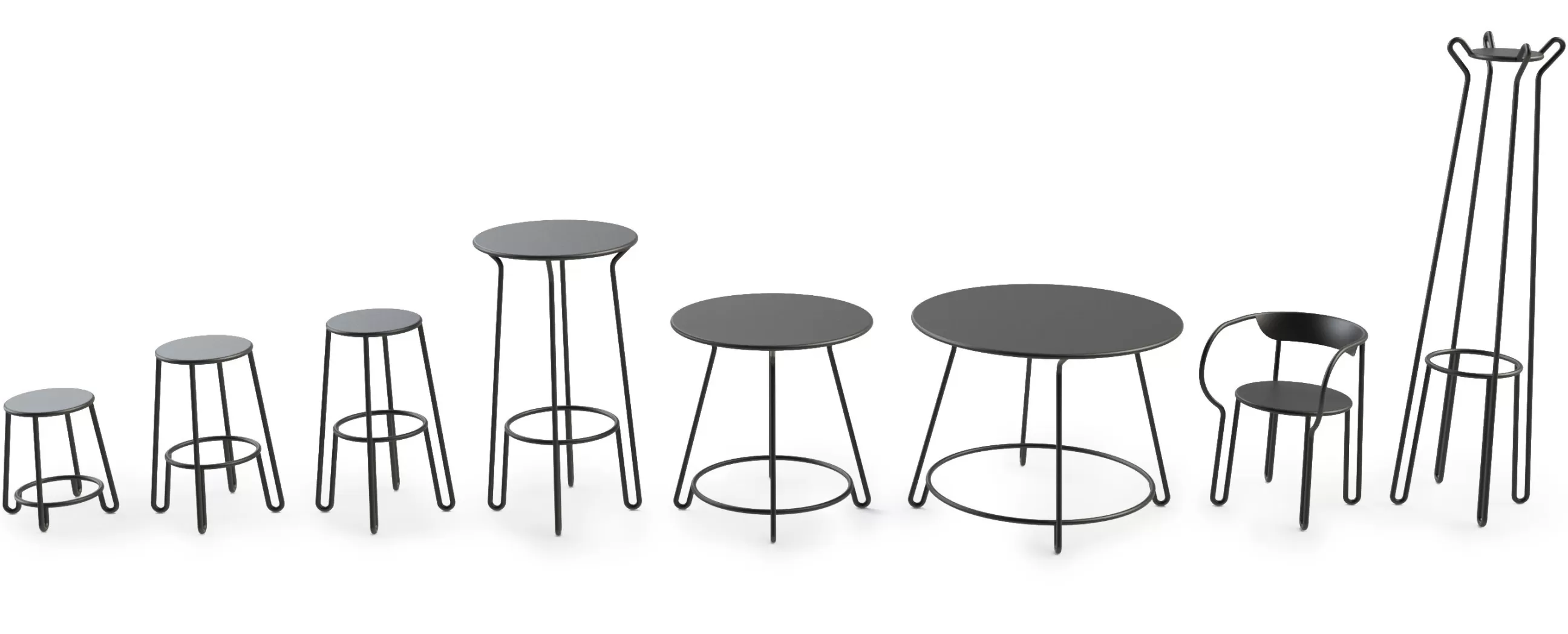 Mange Debout Et Bars>Maiori Mange-Debout Huggy Metal Noir / + 2 Tabourets De Bar H 75 Cm - Carbone