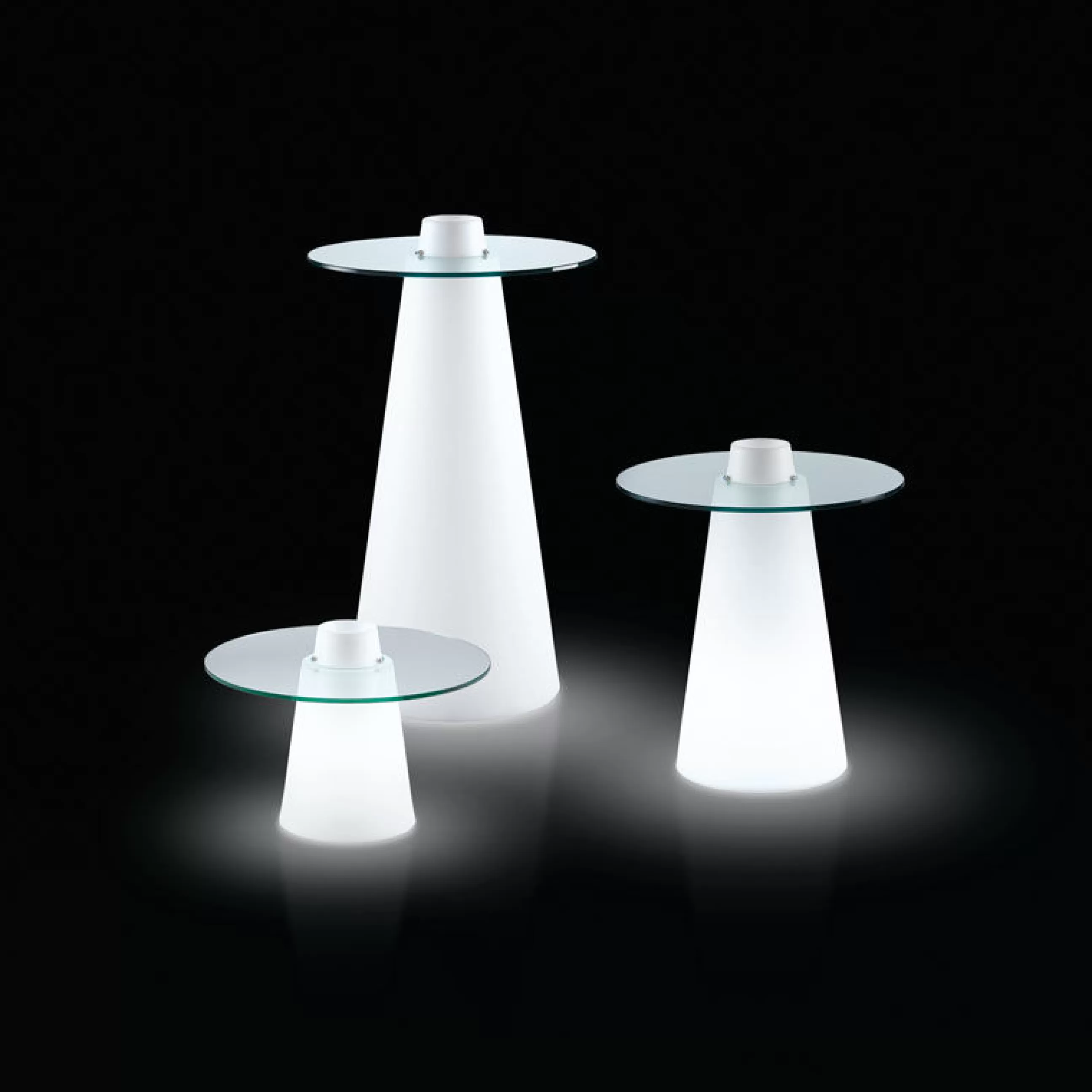 Tables Hautes Et Bars D'extérieur>Slide Mange-Debout Lumineux Peak Verre Plastique Blanc / O 70 X H 120 Cm - Blanc - Transparent