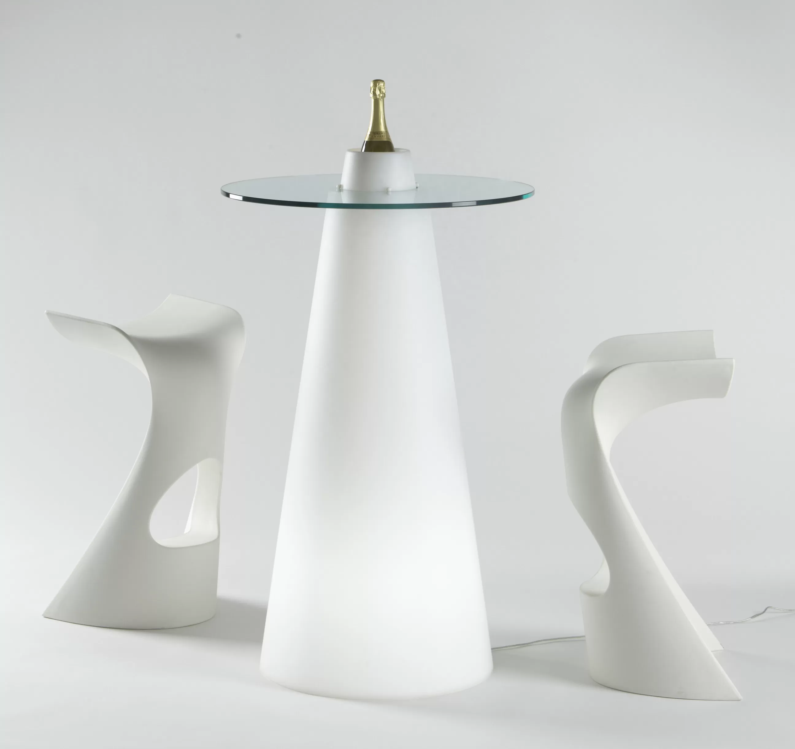 Tables Hautes Et Bars D'extérieur>Slide Mange-Debout Lumineux Peak Verre Plastique Blanc / O 70 X H 120 Cm - Blanc - Transparent