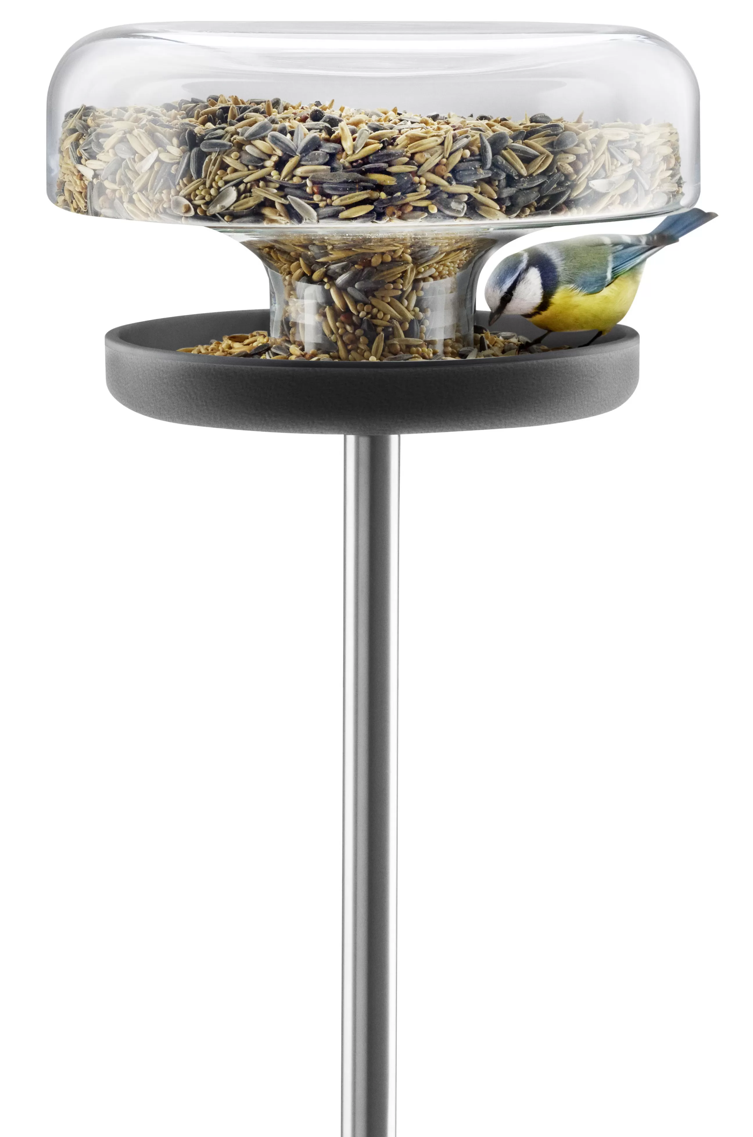 Chiens Chats Cie>Eva Solo Mangeoire A Oiseaux  Metal Verre Transparent / Sur Pied - Acier - Noir - Transparent