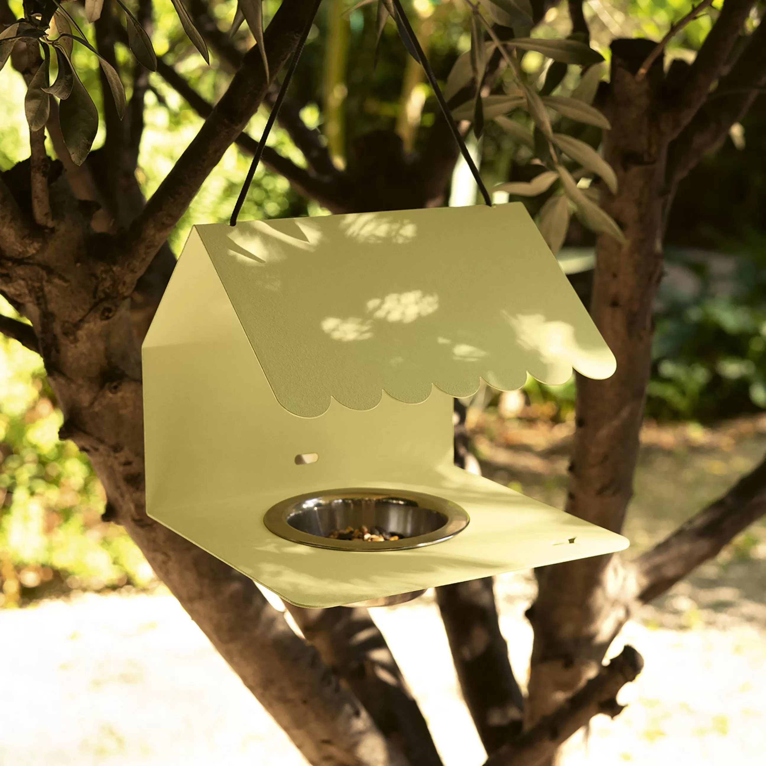 Chiens Chats Cie>Fermob Mangeoire A Oiseaux Picoti Metal Jaune / Metal - A Suspendre Ou Visser - Citron Givre