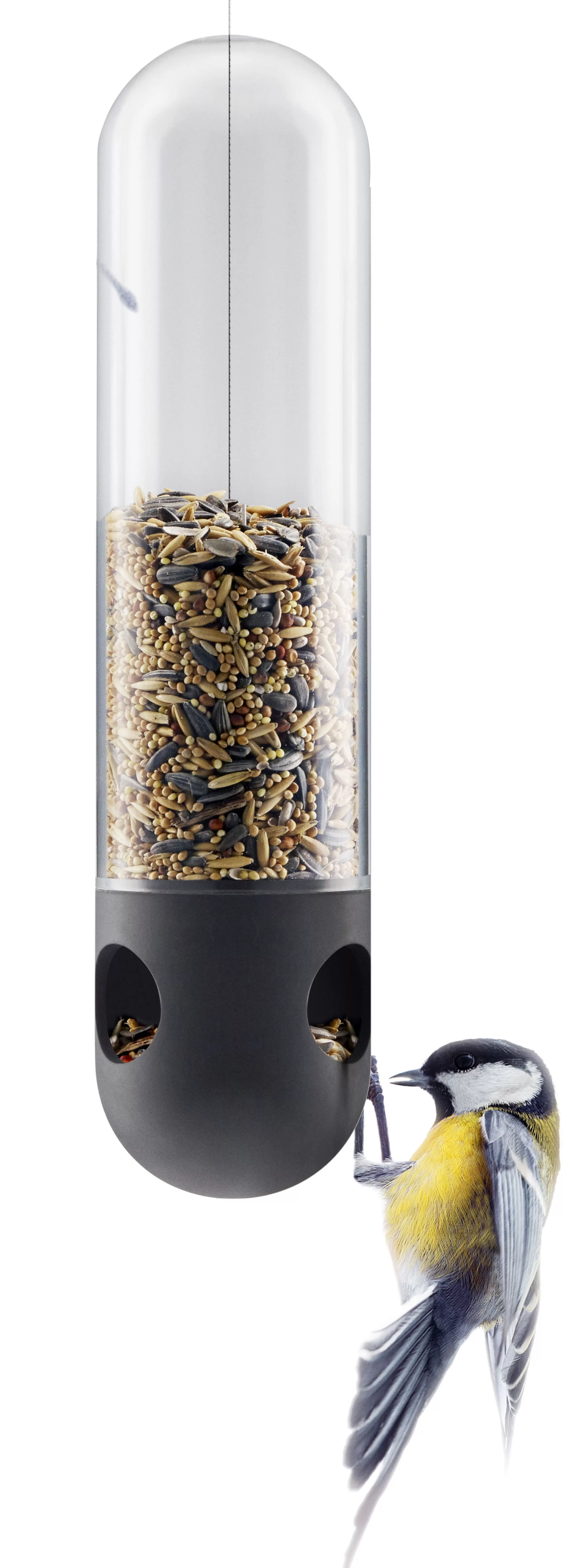 Chiens Chats Cie>Eva Solo Mangeoire A Oiseaux  Verre Noir Transparent Tubulaire / A Suspendre - Noir - Transparent
