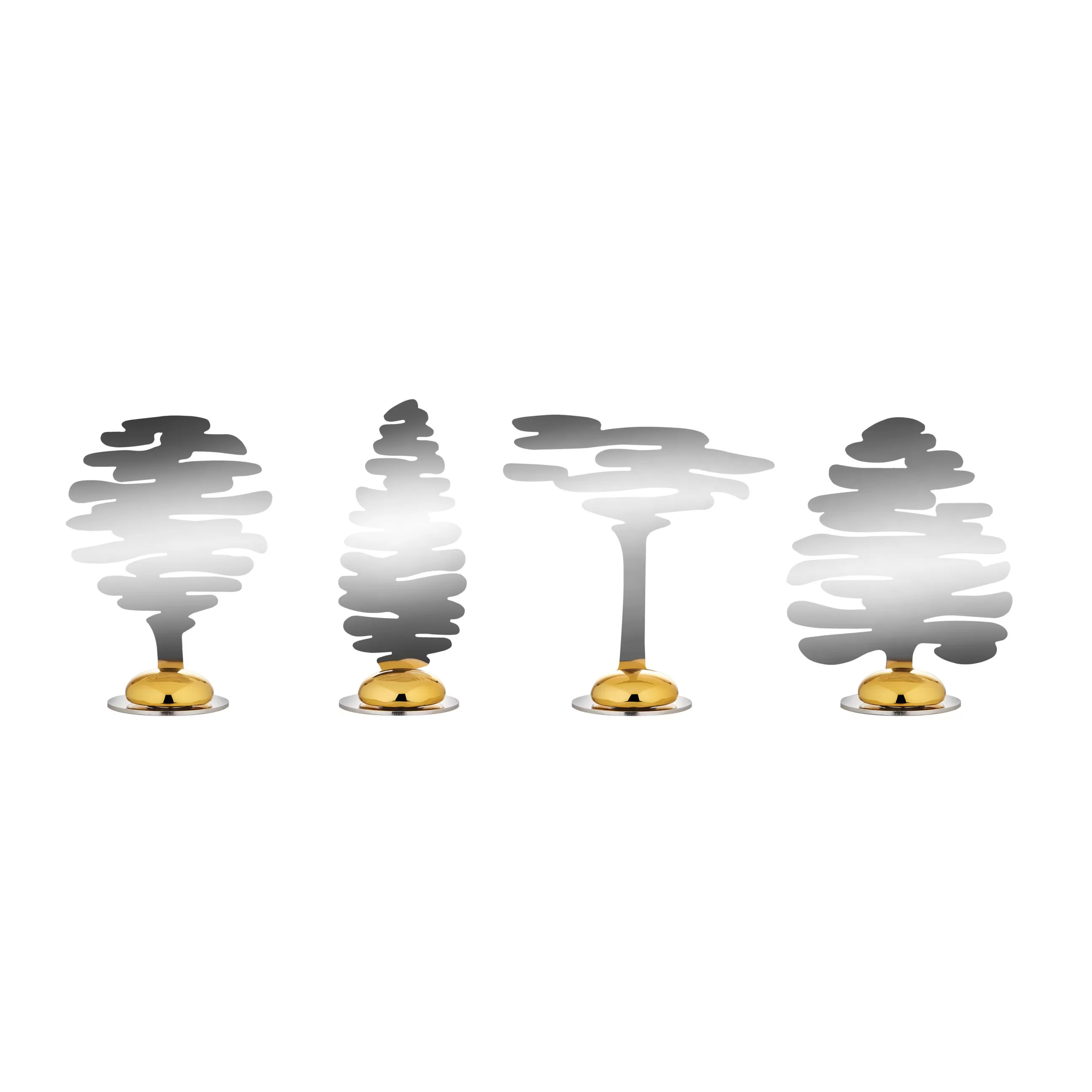 Accessoires Cuisine>Alessi Marque-Place Barkplace Tree Argent Metal / Set De 4 Sapins En Acier - H 4 Cm - Acier - Or