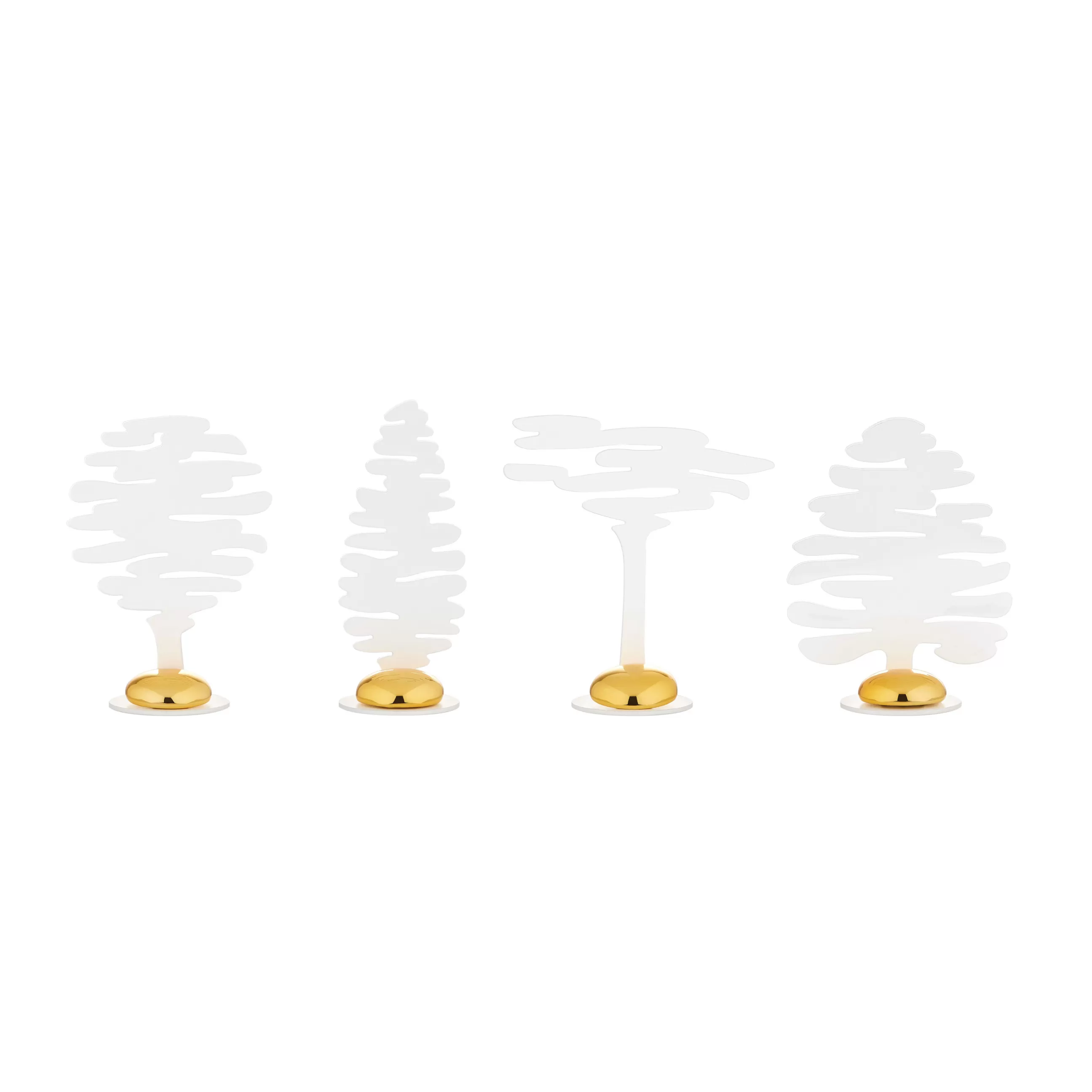 Accessoires Cuisine>Alessi Marque-Place Barkplace Tree Metal Blanc / Set De 4 Sapins En Acier - H 4 Cm - Blanc - Or