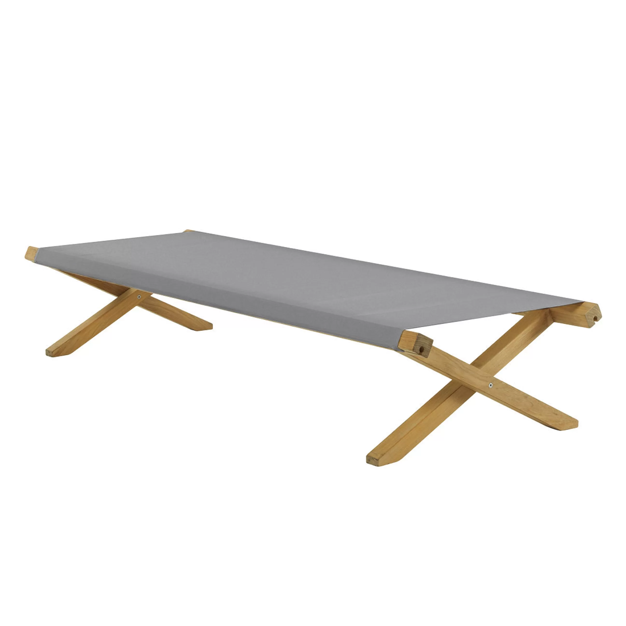 Bains De Soleil Chaises Longues Et Hamacs>Ethimo Meridienne Pliable Elit Bois Gris Bois & Tissu Gris / Lit De Jour - Gris Tourterelle - Teck Naturel
