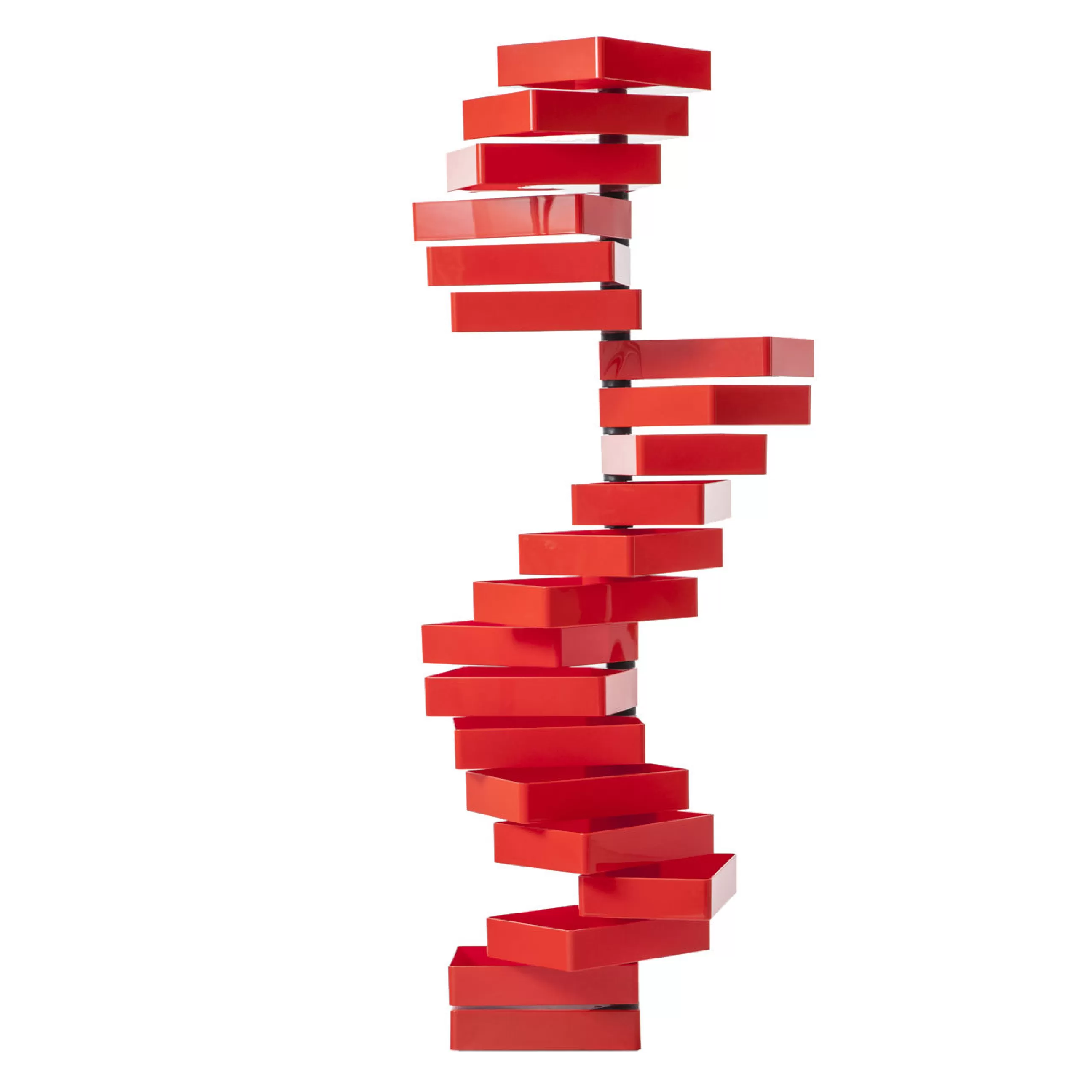 Meubles De Rangement>Cappellini Meuble De Rangement Revolving Cabinet Plastique Rouge / Caissons Pivotants - Shiro Kuramata, 1970 - H 185 Cm - Rouge Brillant
