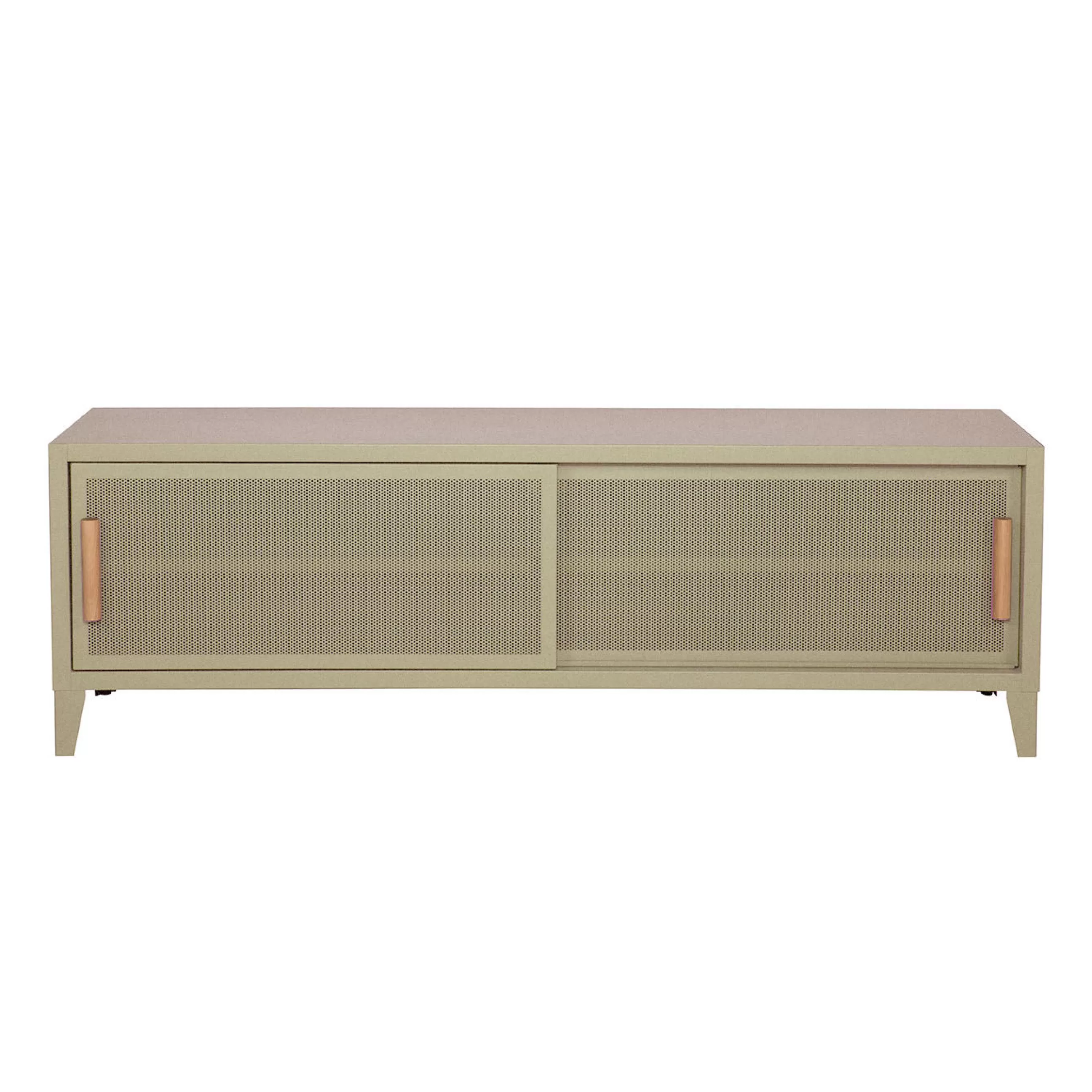 Commodes Buffets Armoires>Tolix Meuble Tv B2 Bas Perfore Metal Beige / L 160 X H 51 Cm - Poignees Chene - Sable