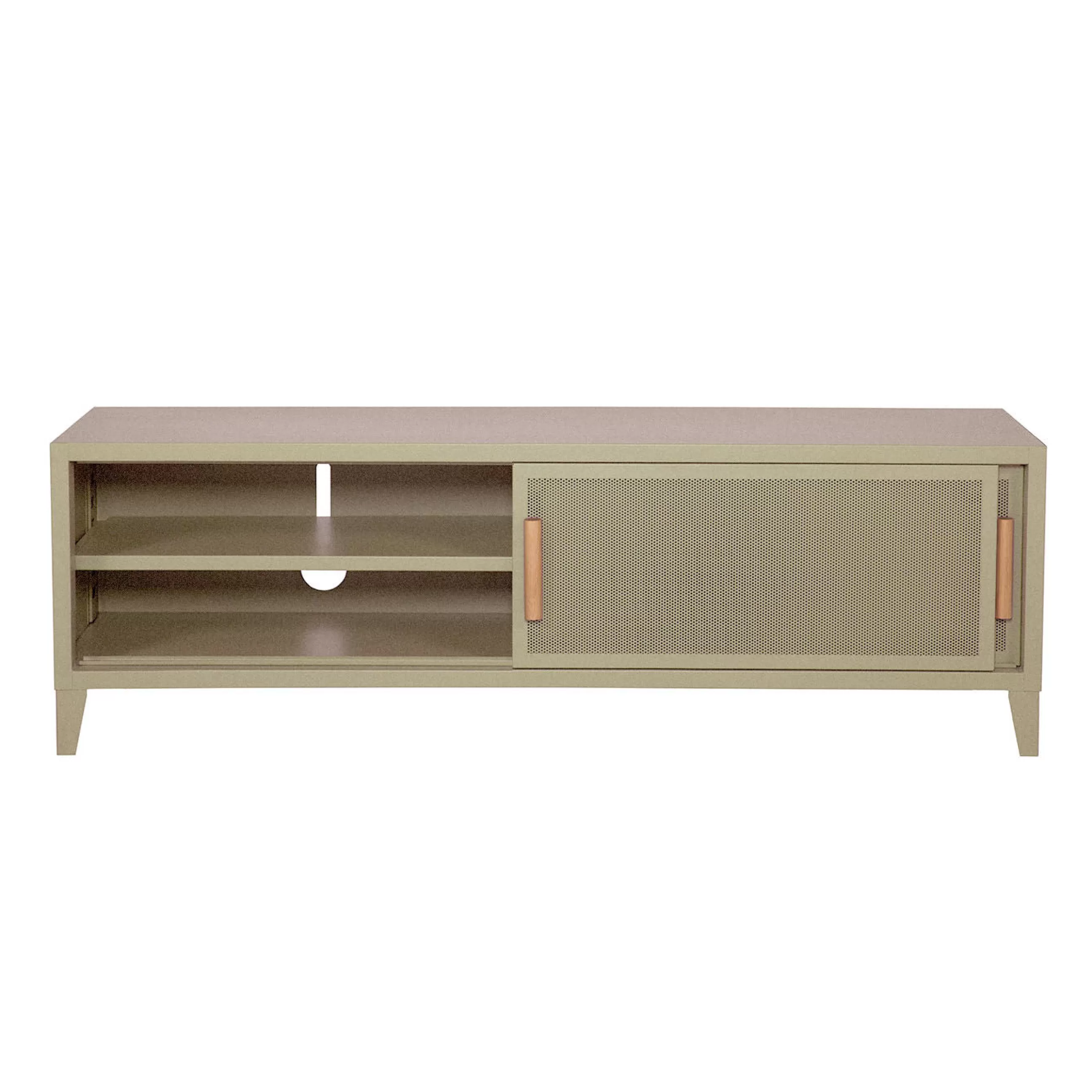 Commodes Buffets Armoires>Tolix Meuble Tv B2 Bas Perfore Metal Beige / L 160 X H 51 Cm - Poignees Chene - Sable