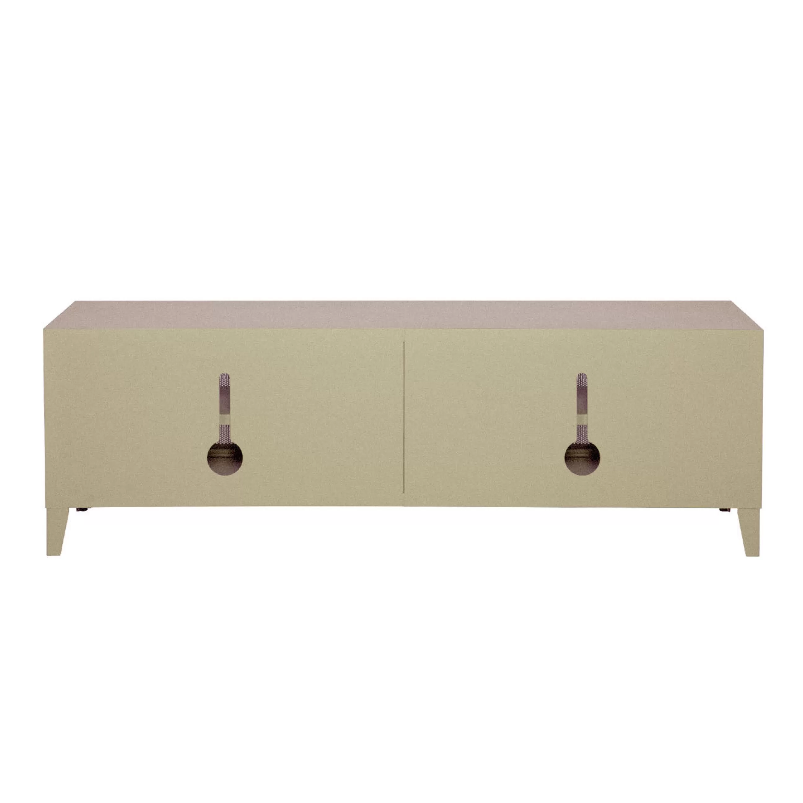 Commodes Buffets Armoires>Tolix Meuble Tv B2 Bas Perfore Metal Beige / L 160 X H 51 Cm - Poignees Chene - Sable