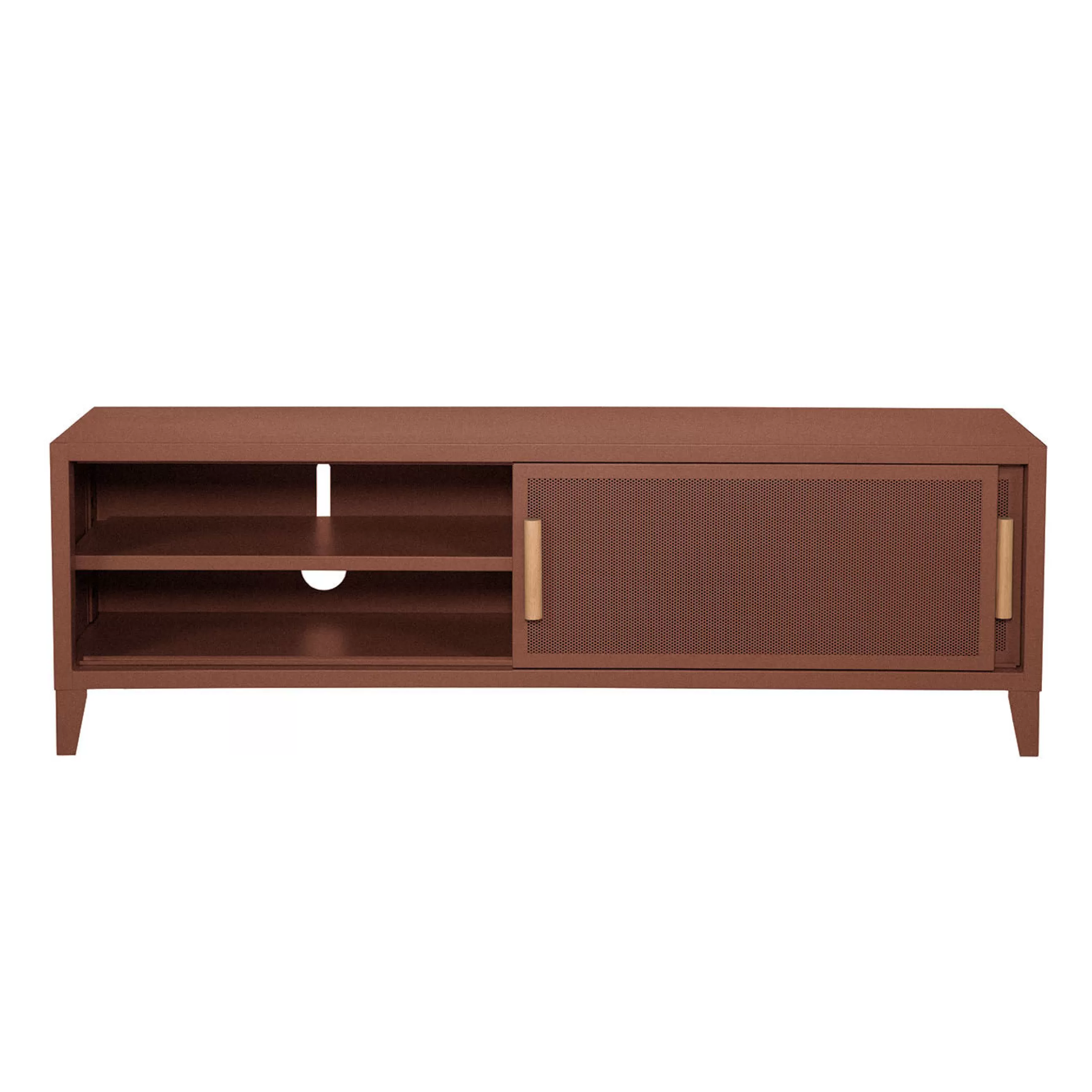 Commodes Buffets Armoires>Tolix Meuble Tv B2 Bas Perfore Metal Marron / L 160 X H 51 Cm - Poignees Chene - Rouille Fauve