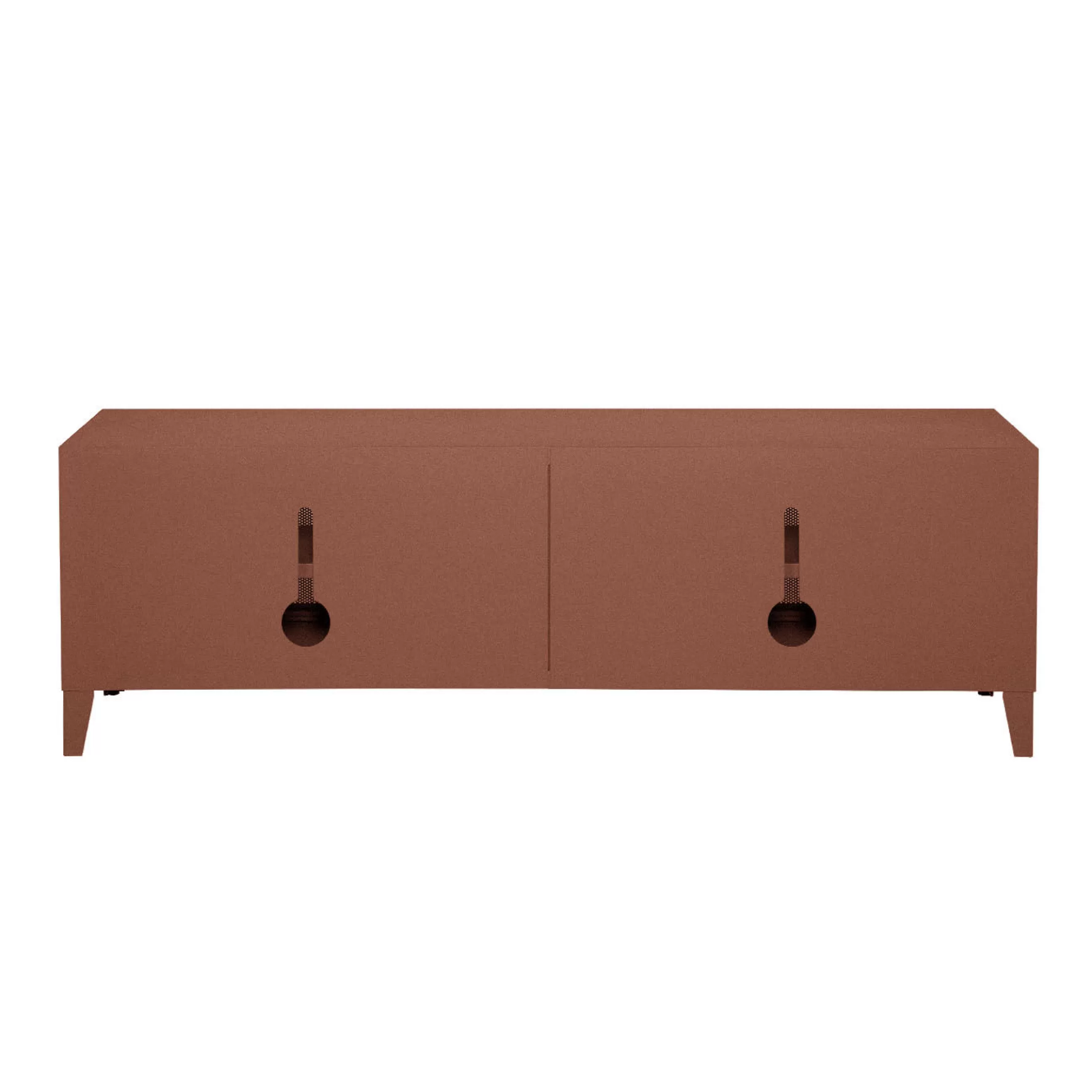 Commodes Buffets Armoires>Tolix Meuble Tv B2 Bas Perfore Metal Marron / L 160 X H 51 Cm - Poignees Chene - Rouille Fauve