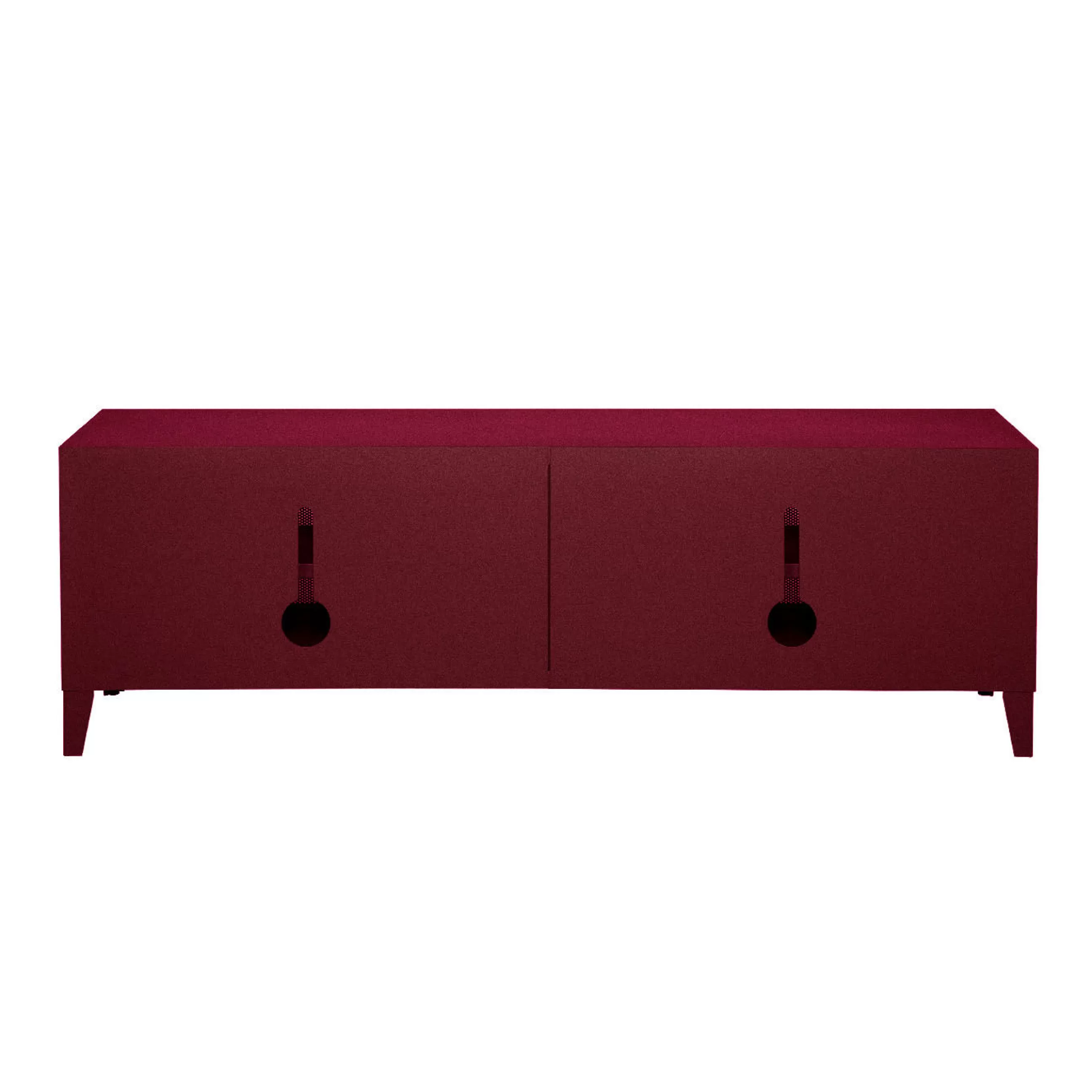 Commodes Buffets Armoires>Tolix Meuble Tv B2 Bas Perfore Metal Rouge / L 160 X H 51 Cm - Poignees Chene - Bourgogne