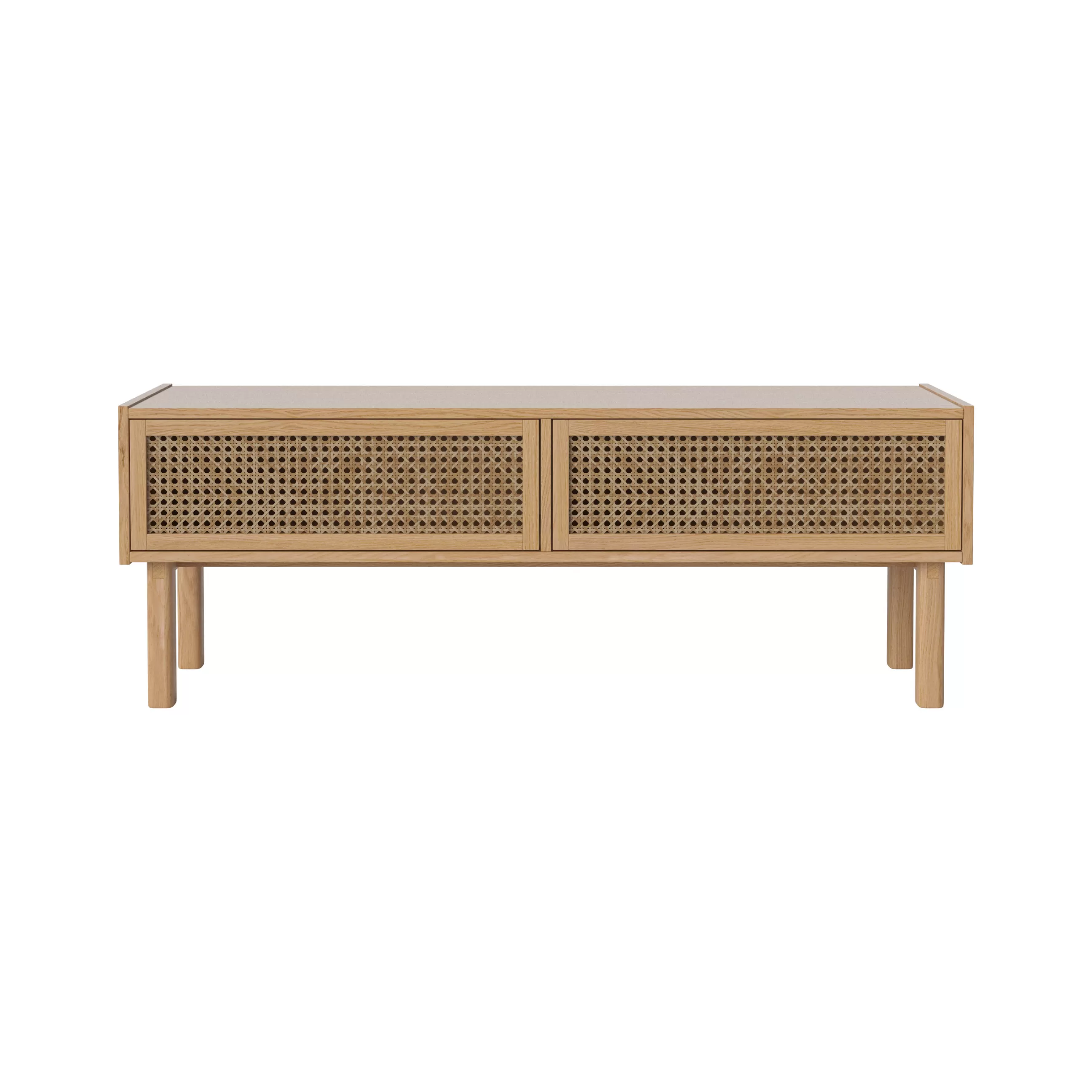 Meubles Tv>Bolia Meuble Tv Cana Fibre Vegetale Bois Naturel / L 128 X H 46 Cm - Chene & Cannage Rotin - Chene Naturel - Rotin Naturel