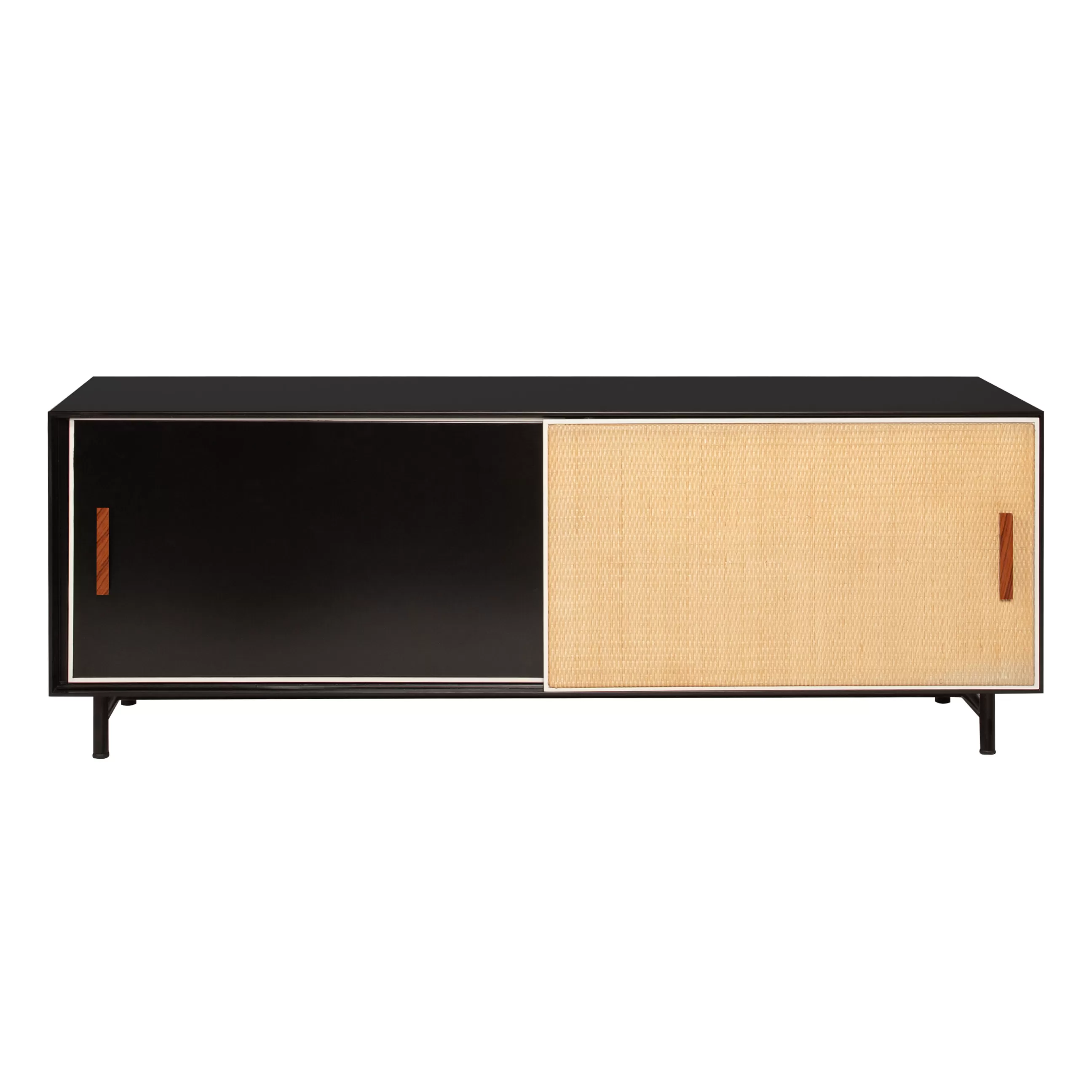 Meubles Tv>Maison Sarah Lavoine Meuble Tv Essence Bois Noir / L 140 X H 42 Cm - Rotin - Ivoire - Noir - Rotin Naturel