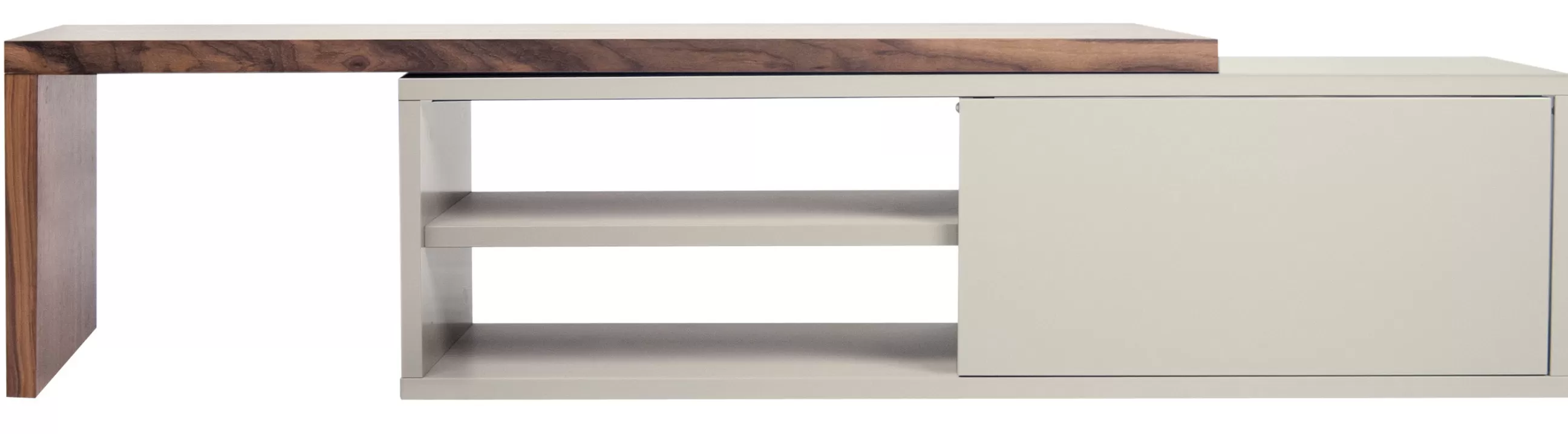 Meubles Tv>POP UP HOME Meuble Tv Extensible Slide Gris Bois Naturel / Pivotant - L 110 A 203 Cm - Gris - Noyer