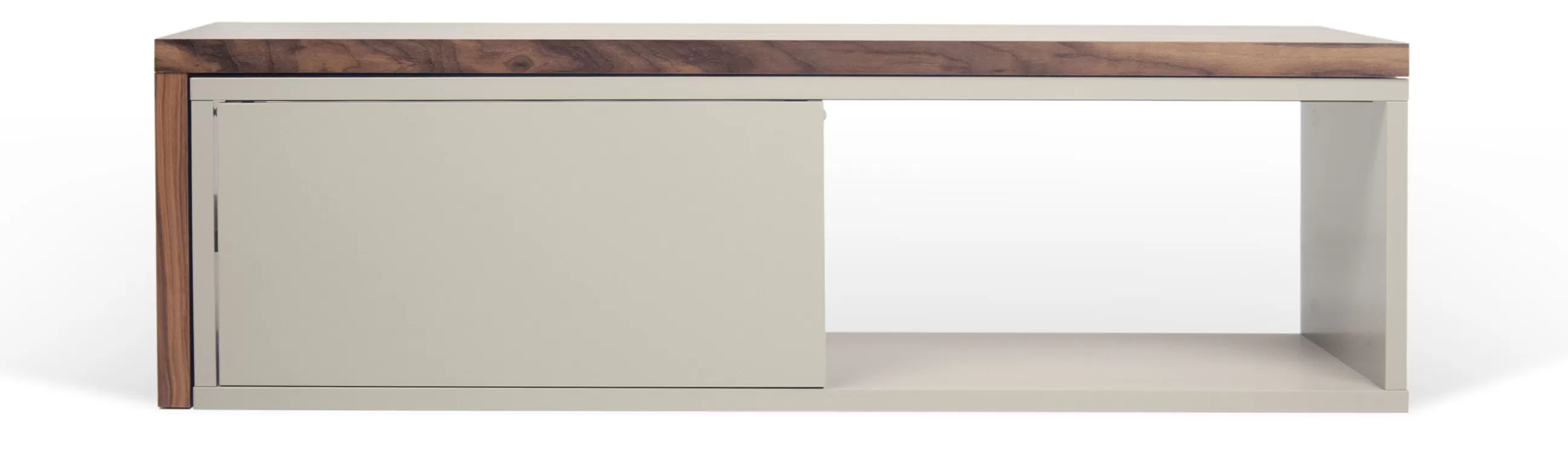 Meubles Tv>POP UP HOME Meuble Tv Extensible Slide Gris Bois Naturel / Pivotant - L 110 A 203 Cm - Gris - Noyer