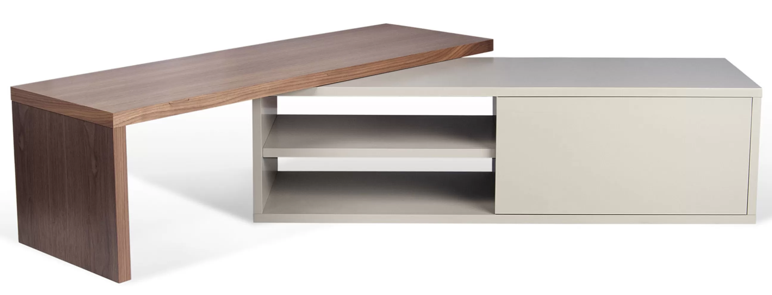 Meubles Tv>POP UP HOME Meuble Tv Extensible Slide Gris Bois Naturel / Pivotant - L 110 A 203 Cm - Gris - Noyer