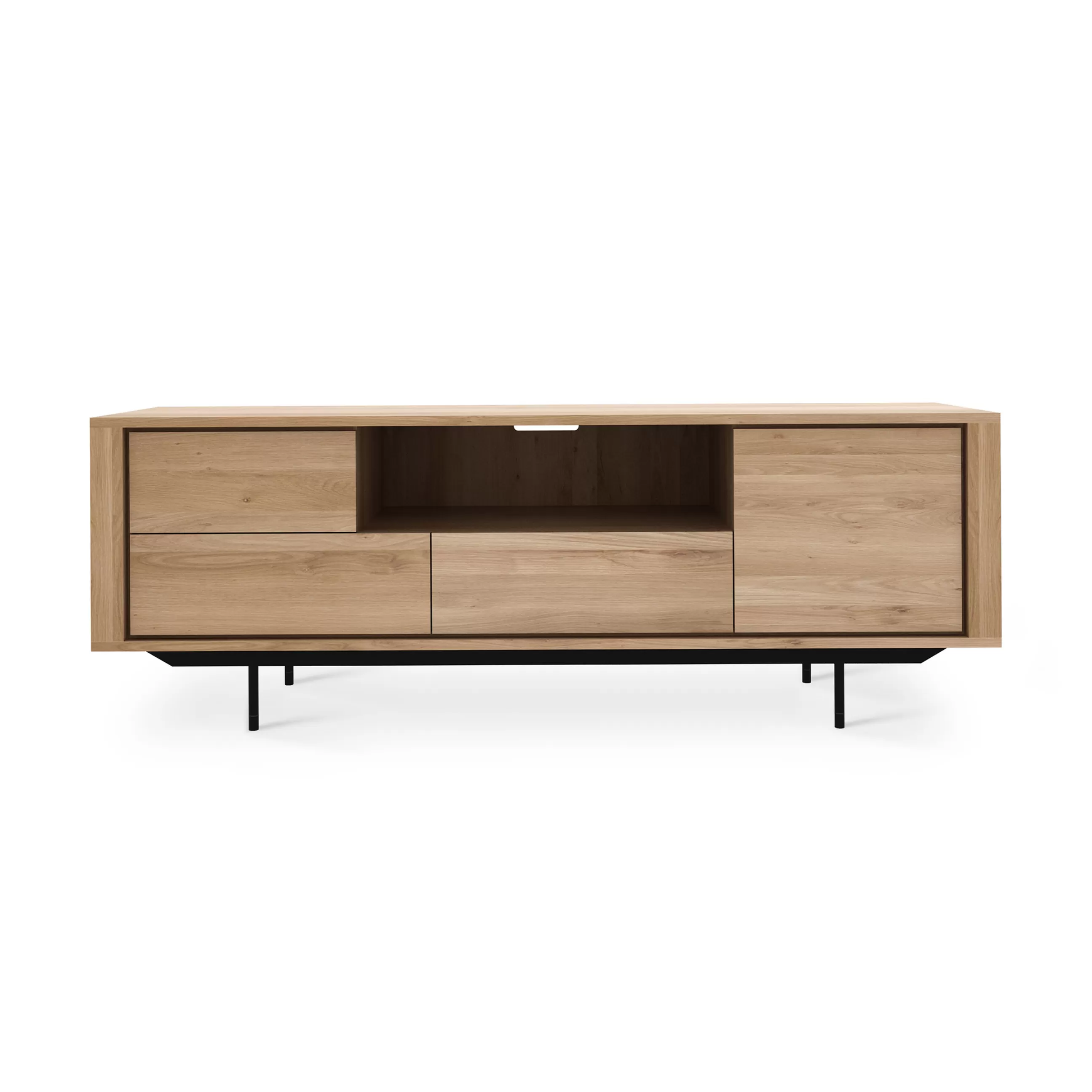 Commodes Buffets Armoires>Ethnicraft Meuble Tv Shadow Noir Bois Naturel / Chene Massif - L 180 Cm - Chene Naturel - Noir