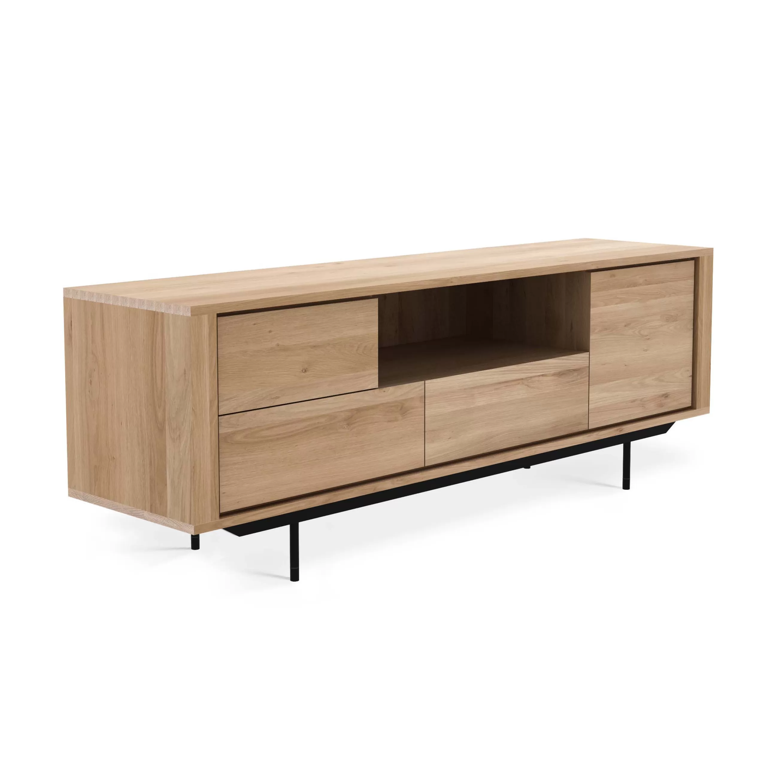 Commodes Buffets Armoires>Ethnicraft Meuble Tv Shadow Noir Bois Naturel / Chene Massif - L 180 Cm - Chene Naturel - Noir