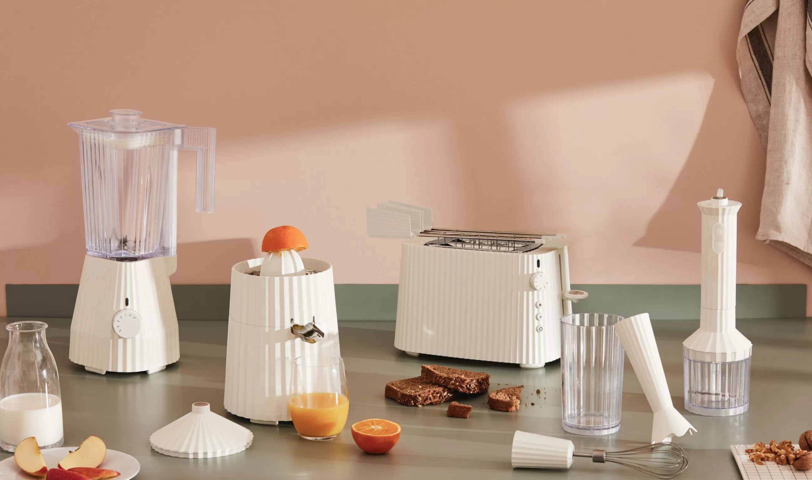 Electroménager>Alessi Mixeur Plongeant Plisse Plastique/ 500 W - Avec Bol Gradue, Hachoir & Fouet - Gris - Transparent