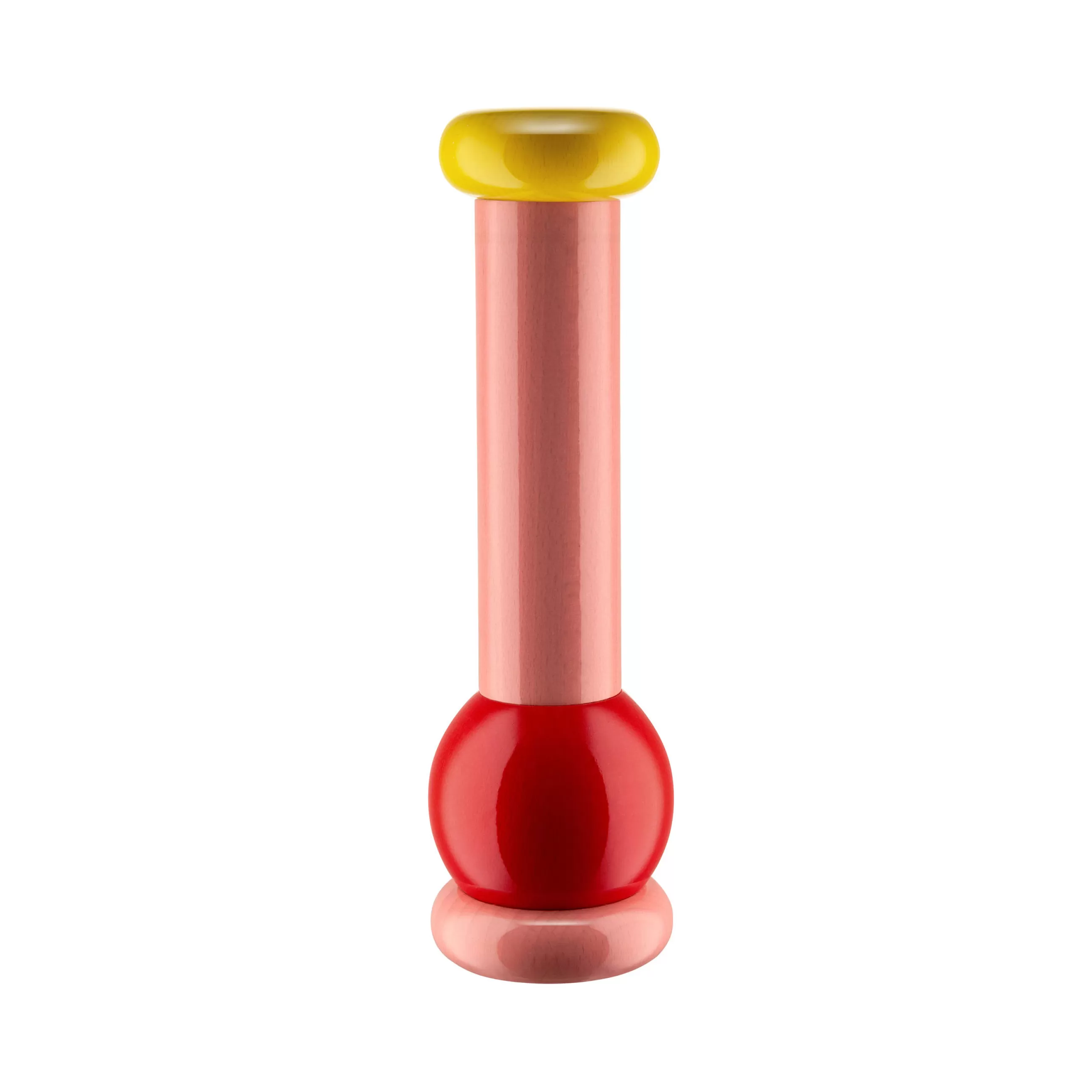 Terrasses Et Balcons>Alessi Moulin A Epices / By Ettore Sottsass - H 23 Cm Bois/ 100 Values Collection - Jaune - Rose - Rouge