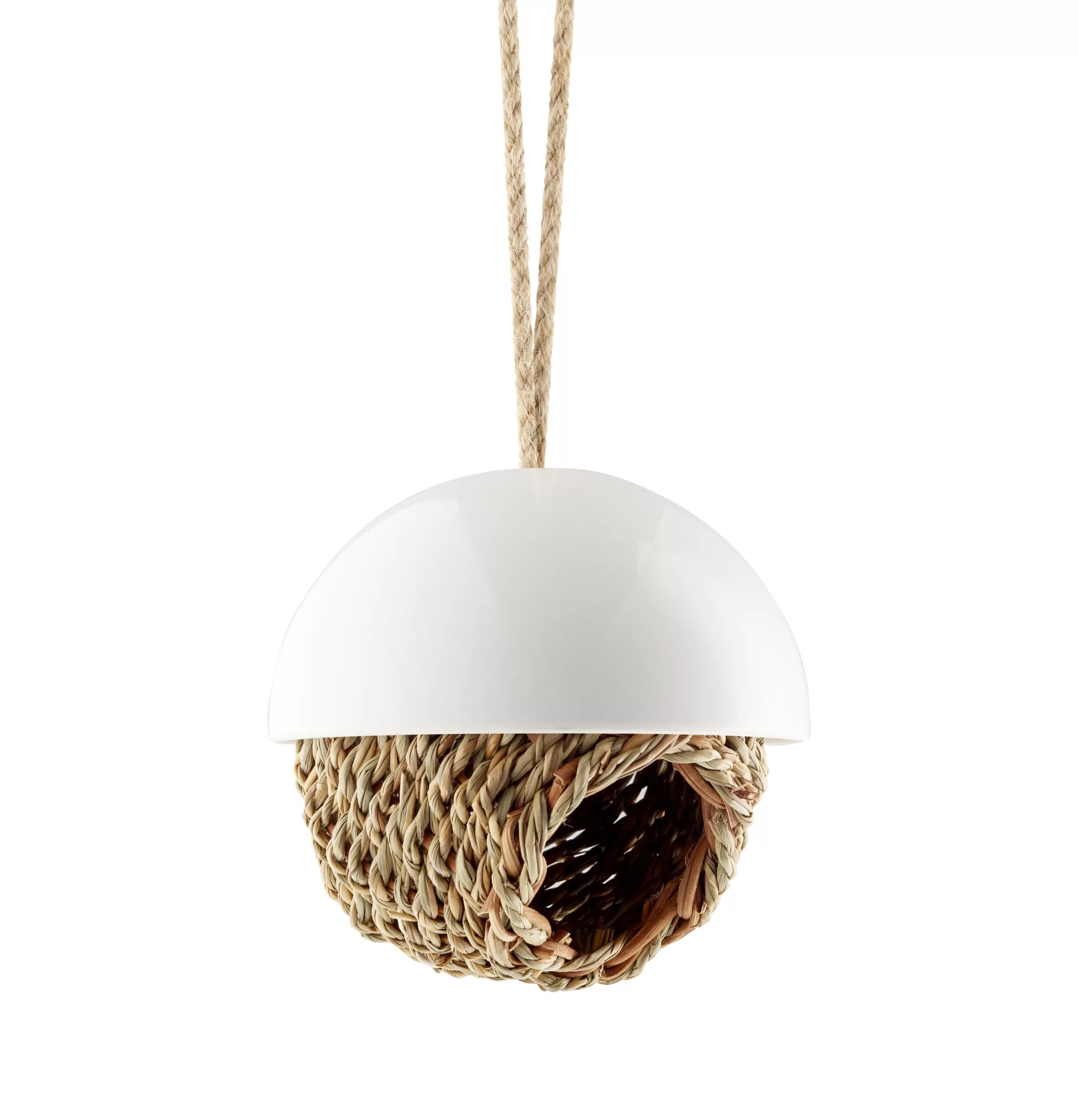 Déco Et Accessoires De Jardin>Eva Solo Nichoir A Oiseaux  Ceramique Fibre Vegetale Blanc Marron / O 13 Cm - Porcelaine & Jonc - Blanc - Naturel