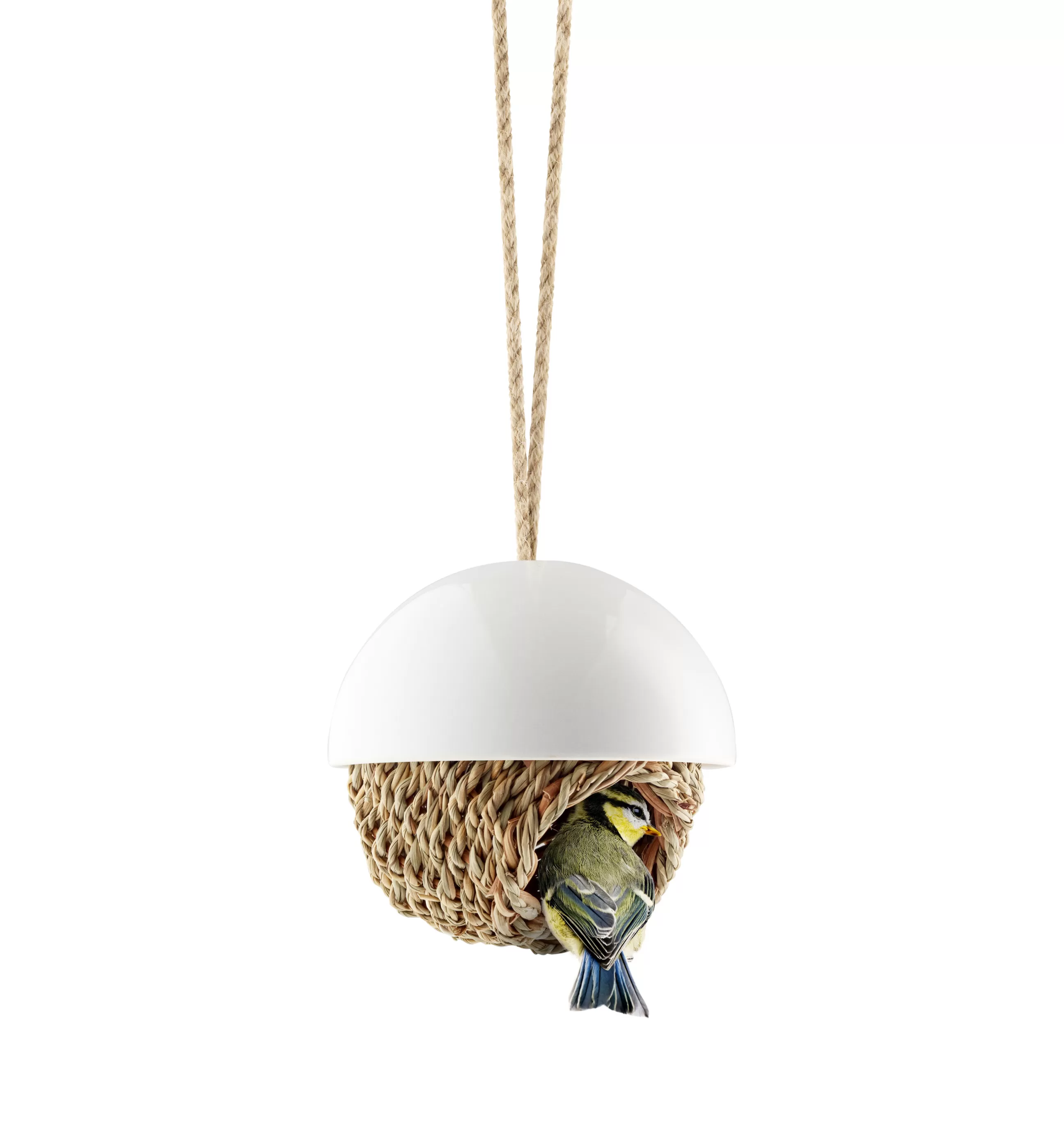 Déco Et Accessoires De Jardin>Eva Solo Nichoir A Oiseaux  Ceramique Fibre Vegetale Blanc Marron / O 13 Cm - Porcelaine & Jonc - Blanc - Naturel