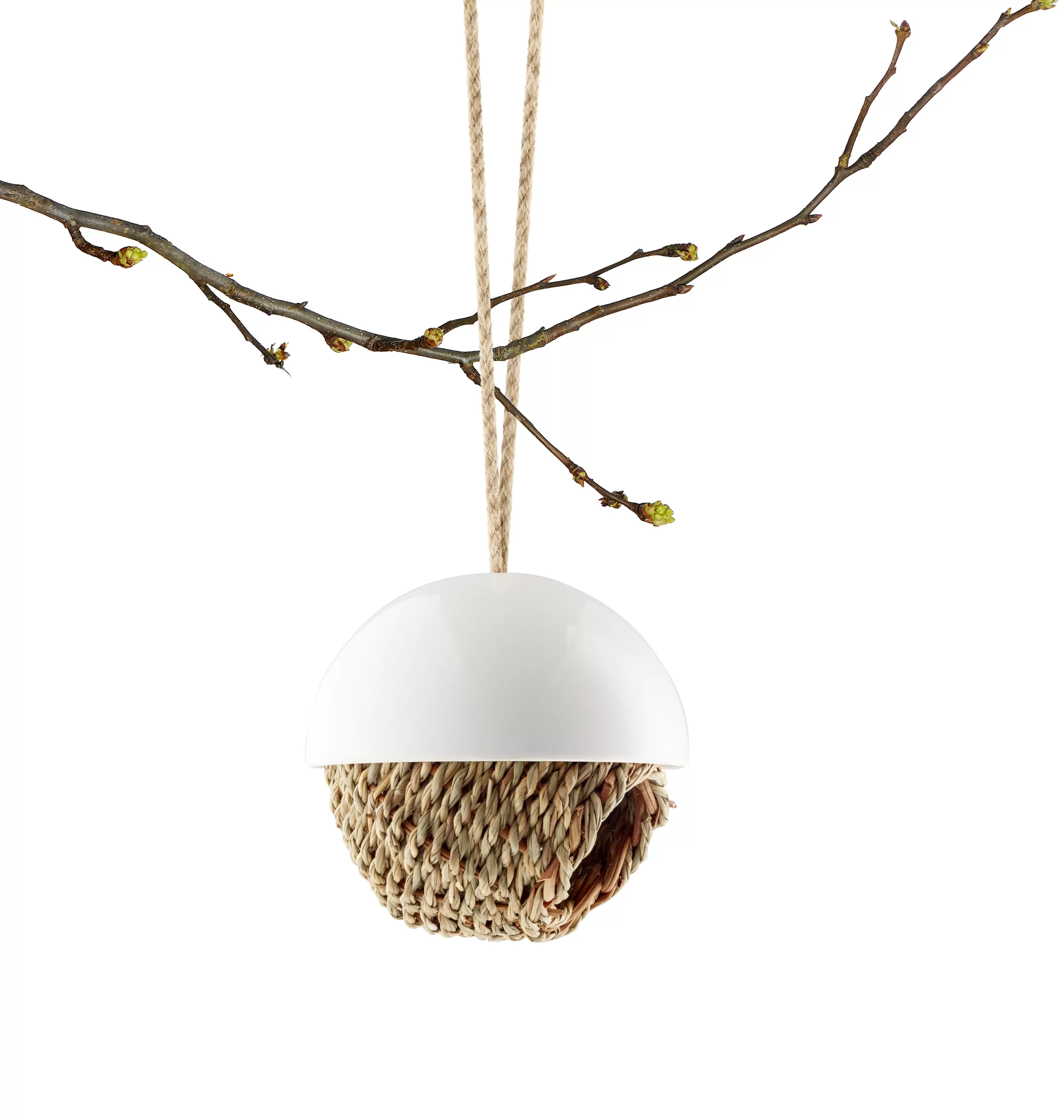 Déco Et Accessoires De Jardin>Eva Solo Nichoir A Oiseaux  Ceramique Fibre Vegetale Blanc Marron / O 13 Cm - Porcelaine & Jonc - Blanc - Naturel