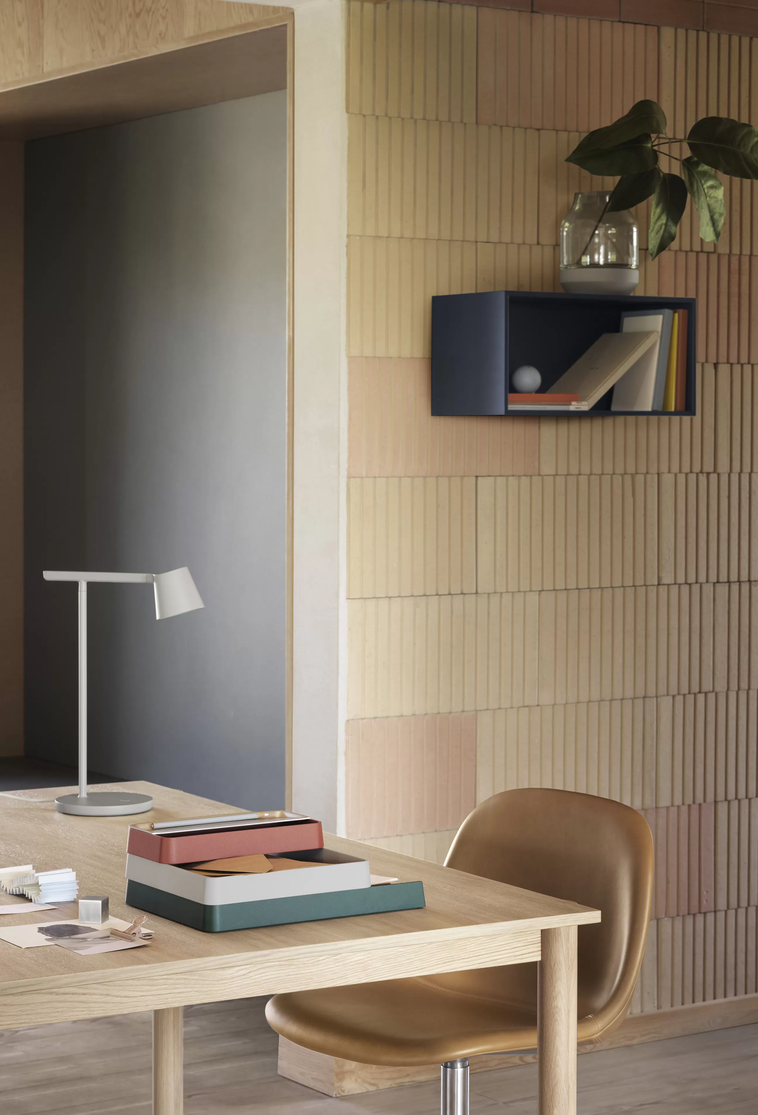 Accessoires Bureau>Muuto Organiseur De Bureau Arrange N°2 Plastique Multicolore / Set 3 Pieces Empilable - Antracite - Brique - Gris Clair