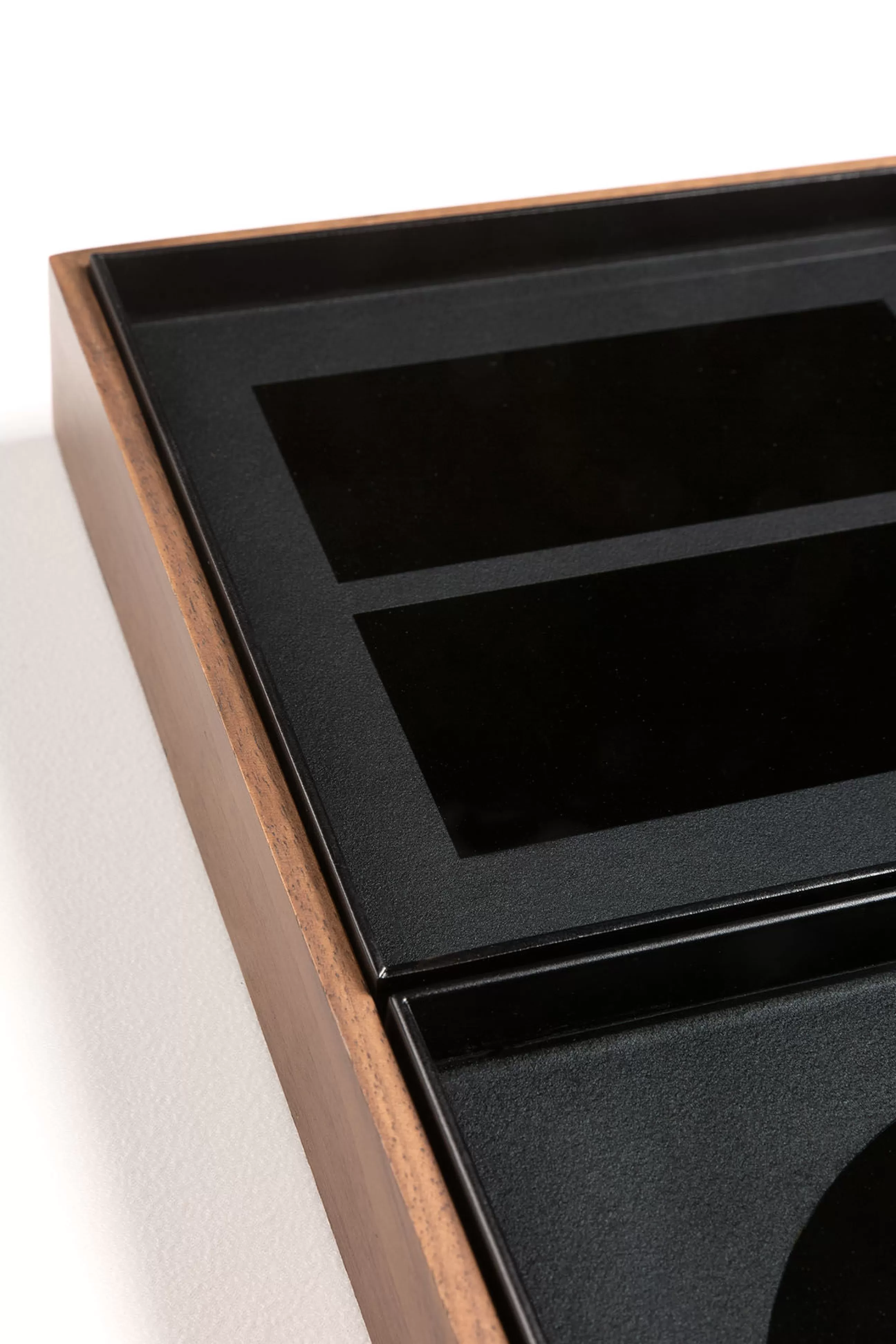 Accessoires Bureau>Ethnicraft Organiseur De Bureau Charcoal Verre Gris Bois Naturel / Set 4 Plateaux Noyer & Verre - Anthracite - Noir - Noyer
