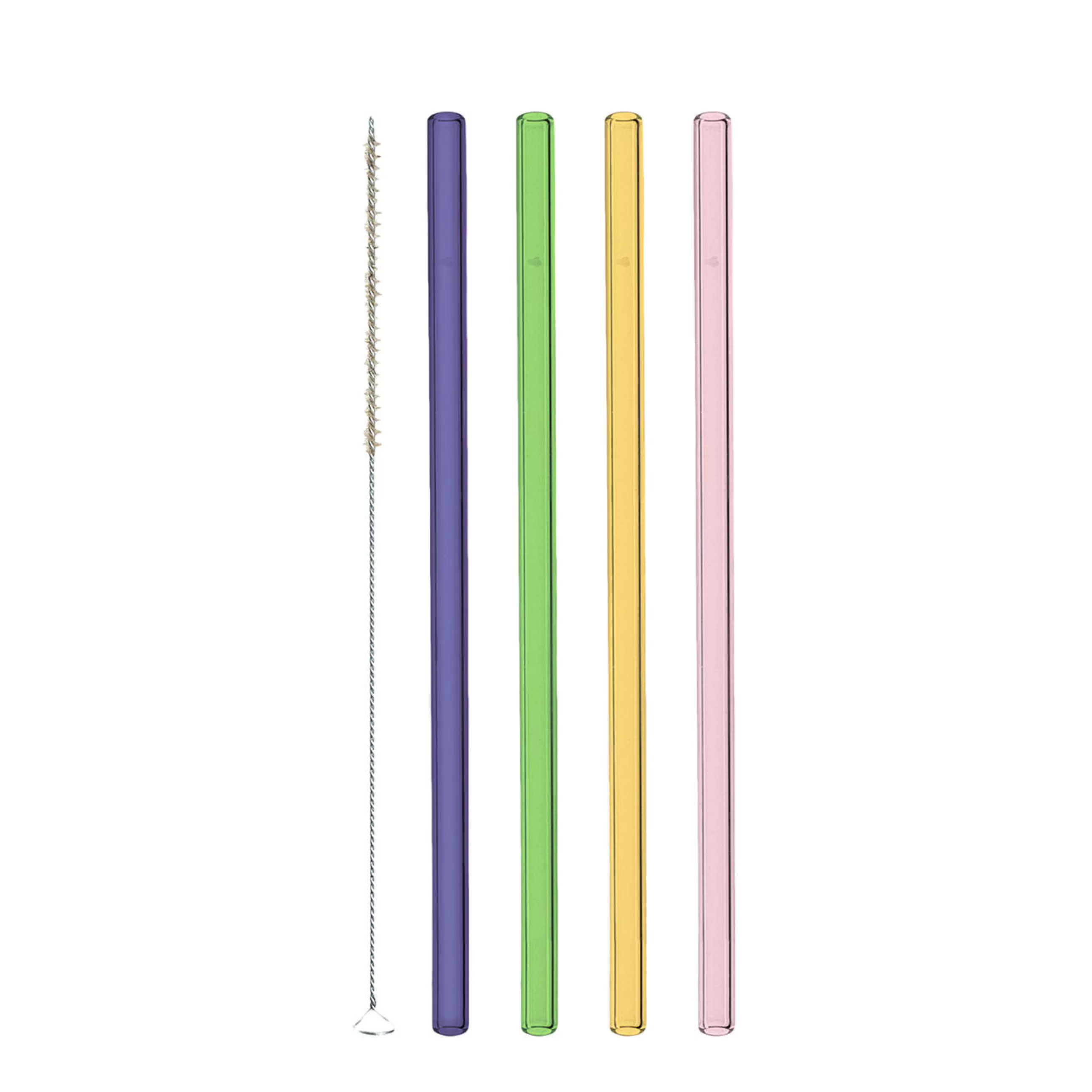 Autour Du Vin>Leonardo Paille En Verre  Verrereutilisable / Set De 4 +  Goupillon De Nettoyage - Multicolore