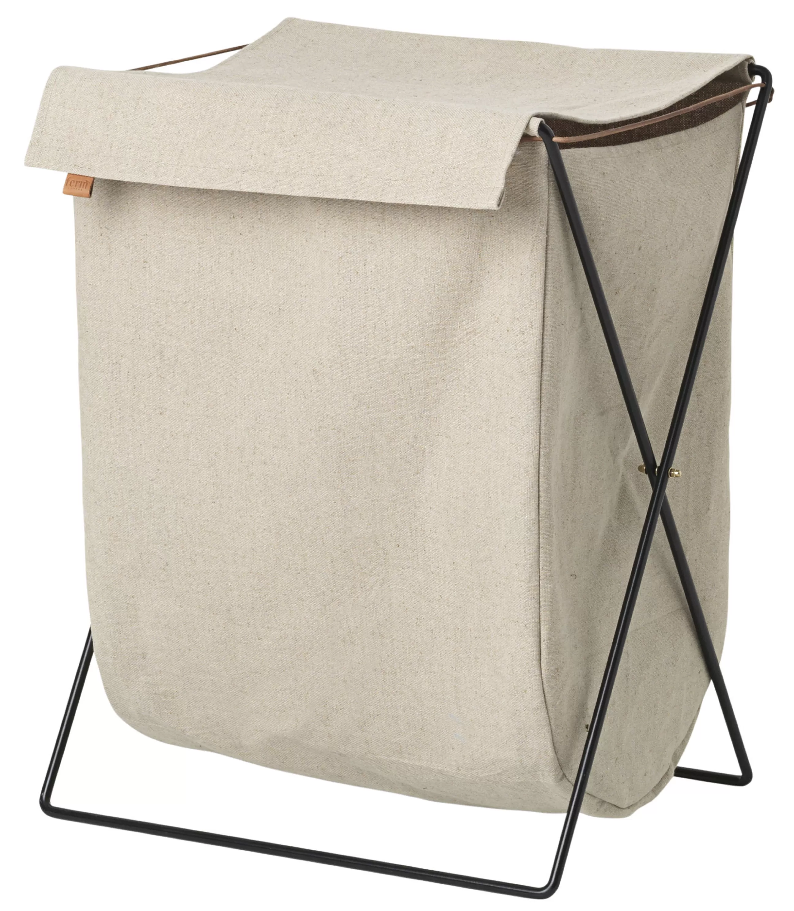 Accessoires Salle De Bains>Ferm Living Panier A Linge Herman Tissu Blanc Beige / Pliable - Metal & Tissu - Beige - Noir