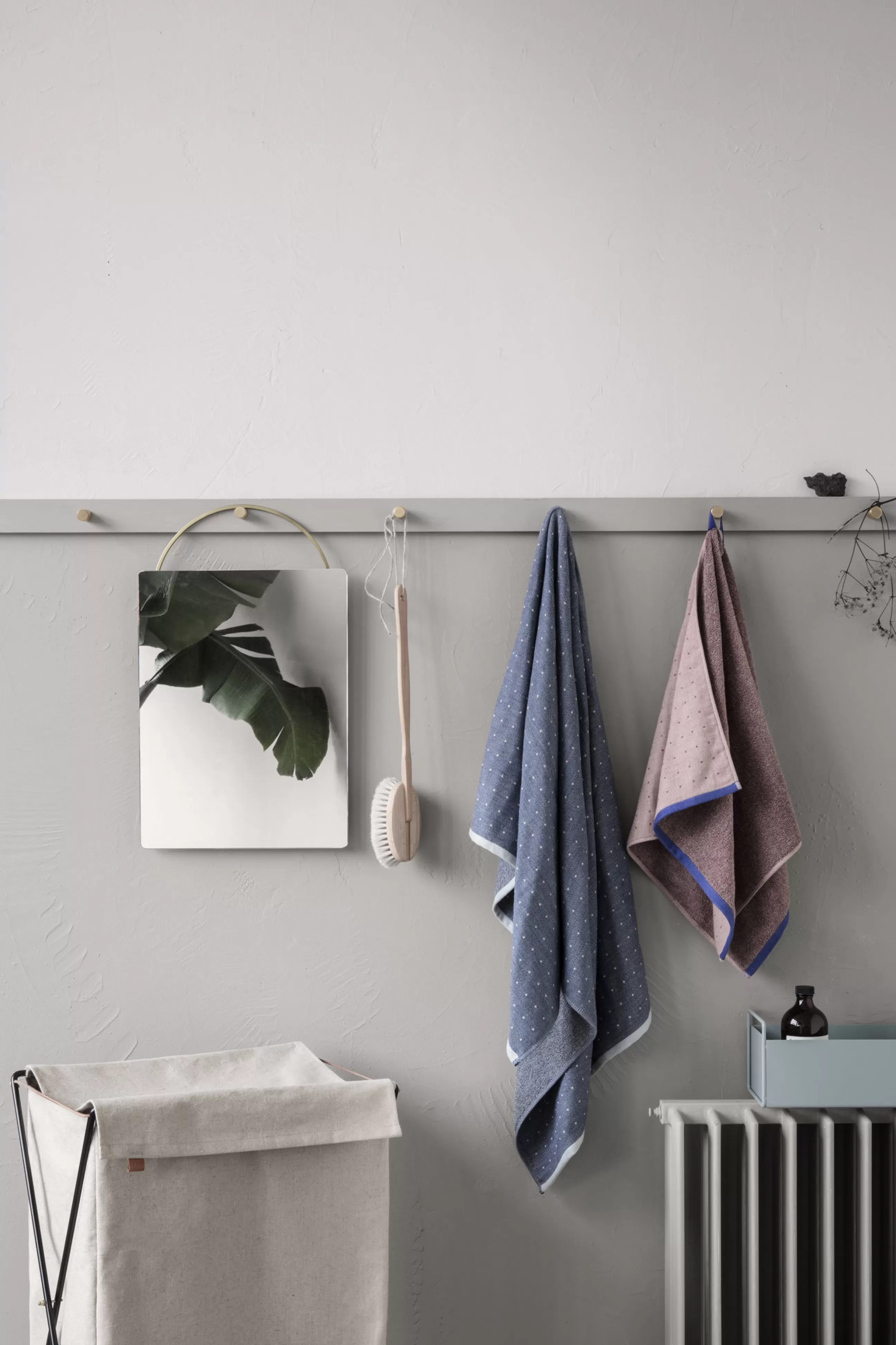 Accessoires Salle De Bains>Ferm Living Panier A Linge Herman Tissu Blanc Beige / Pliable - Metal & Tissu - Beige - Noir