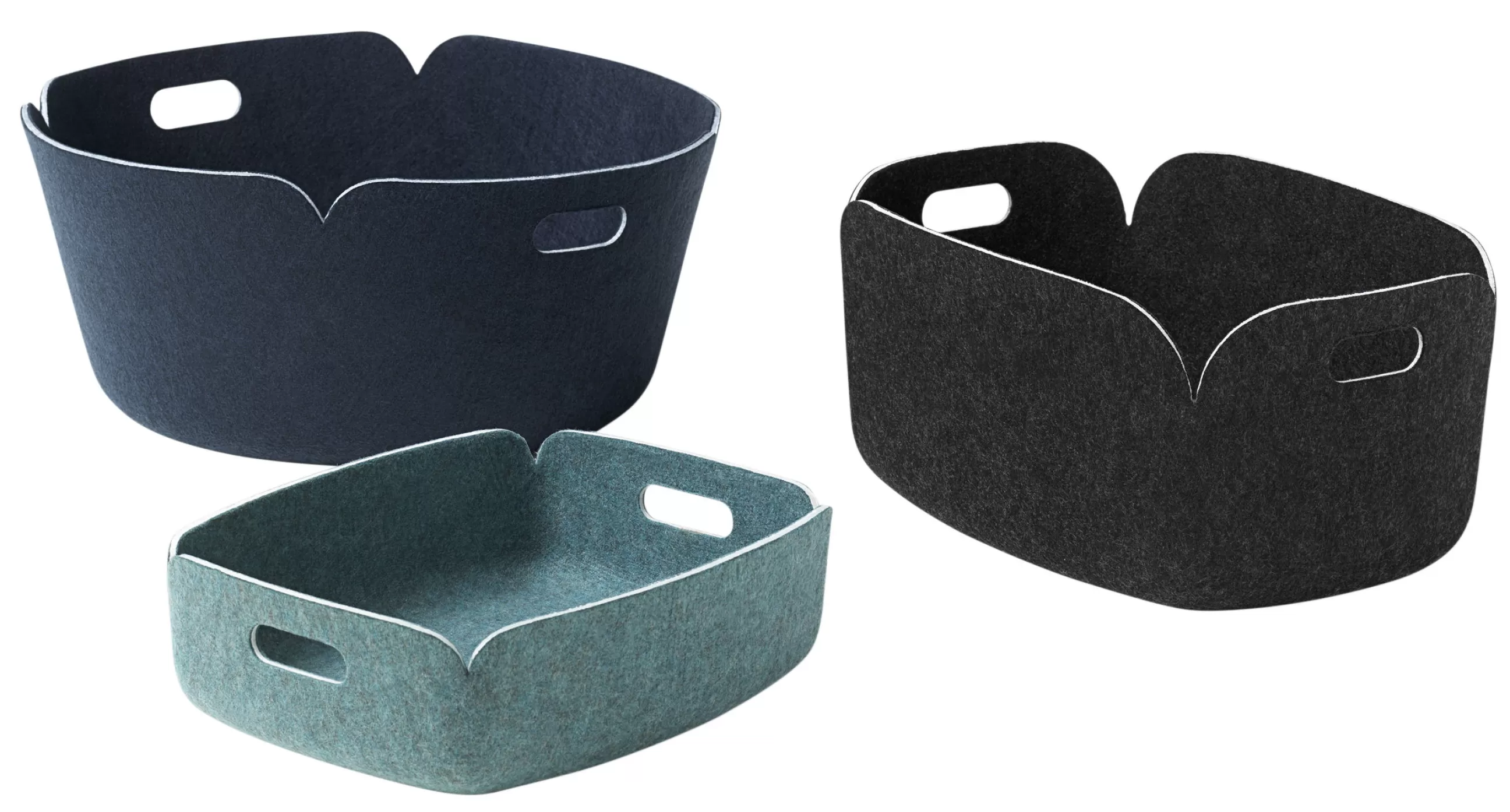 Accessoires Bureau>Muuto Panier Restore Tissu Noir / 31 X 40 Cm - Feutre 100% Recycle - Gris-Noir