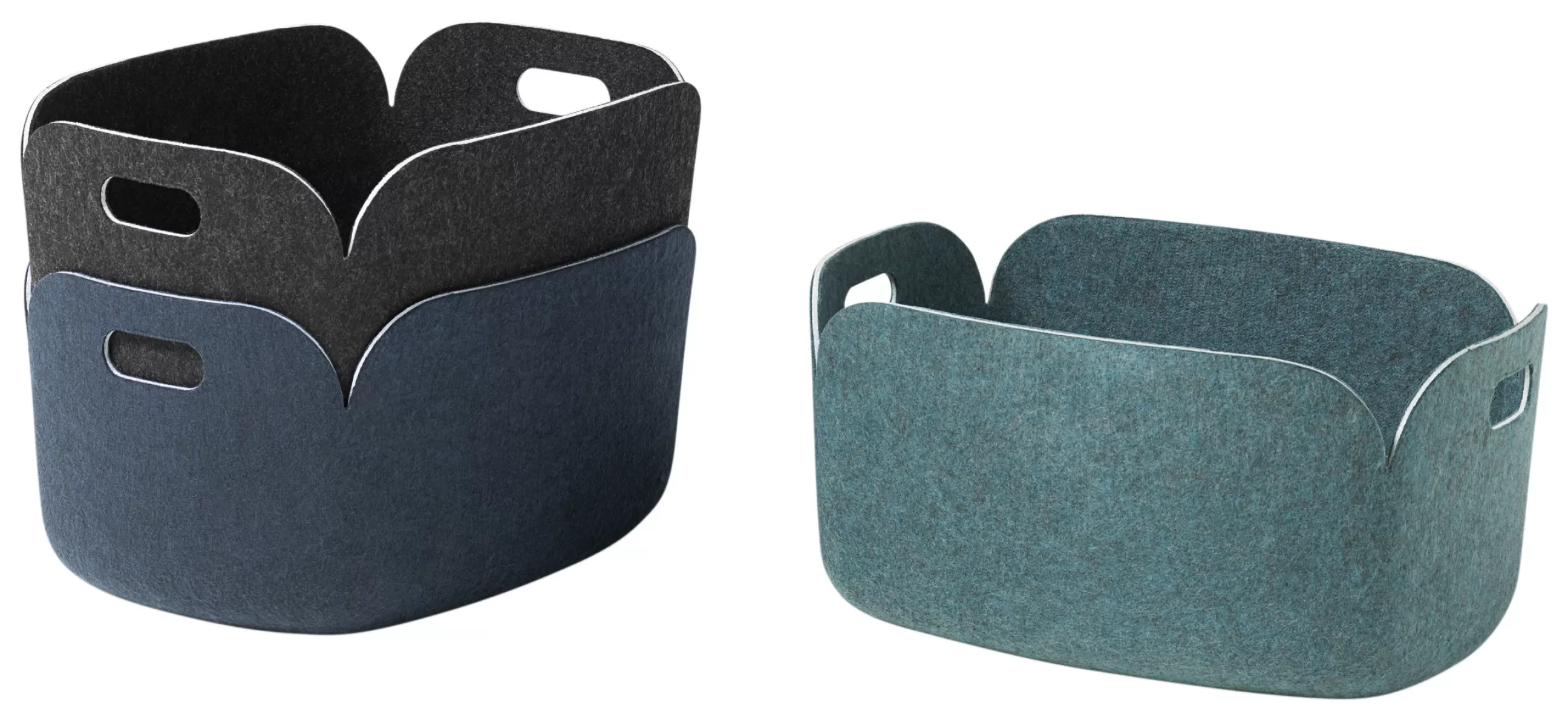 Accessoires Bureau>Muuto Panier Restore Tissu Noir / 35 X 48 Cm - Feutre 100% Recycle - Gris-Noir