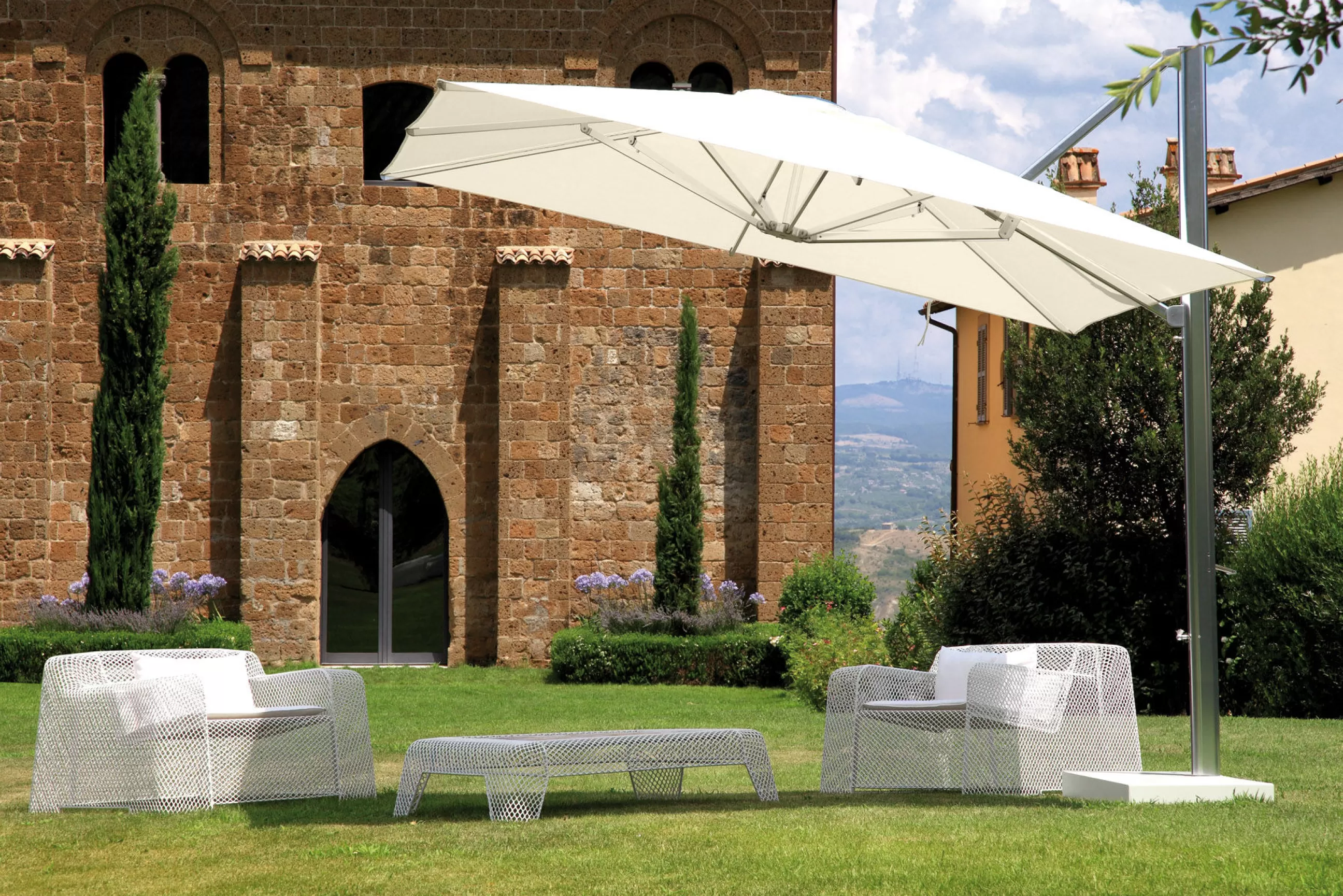 Parasols>Emu Parasol Deporte Shade Metal Tissu / 320 X 300 Cm - Blanc