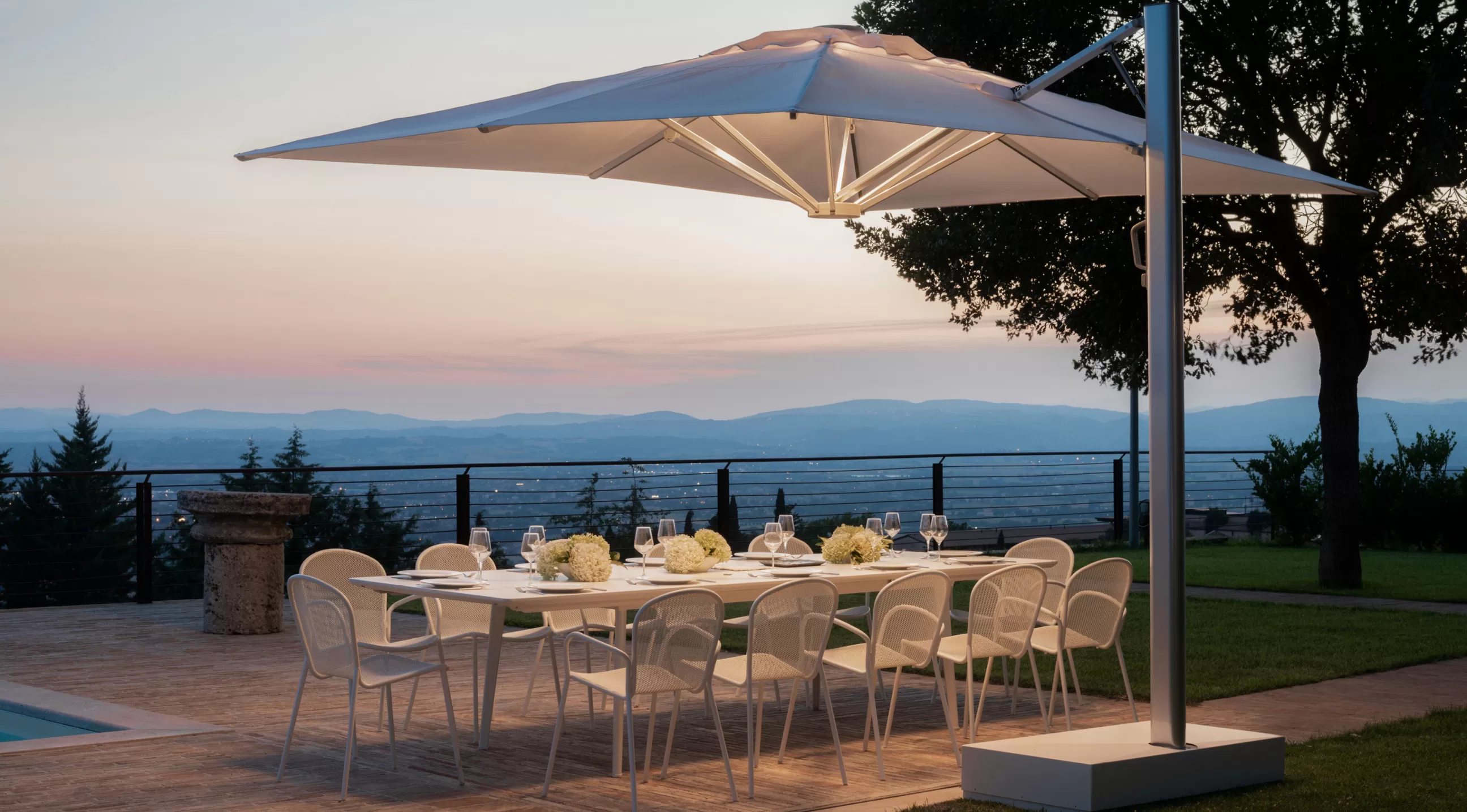 Parasols>Emu Parasol Deporte Shade Pro Metal Blanc / 323 X 303 Cm - Aluminium Anodise - Blanc