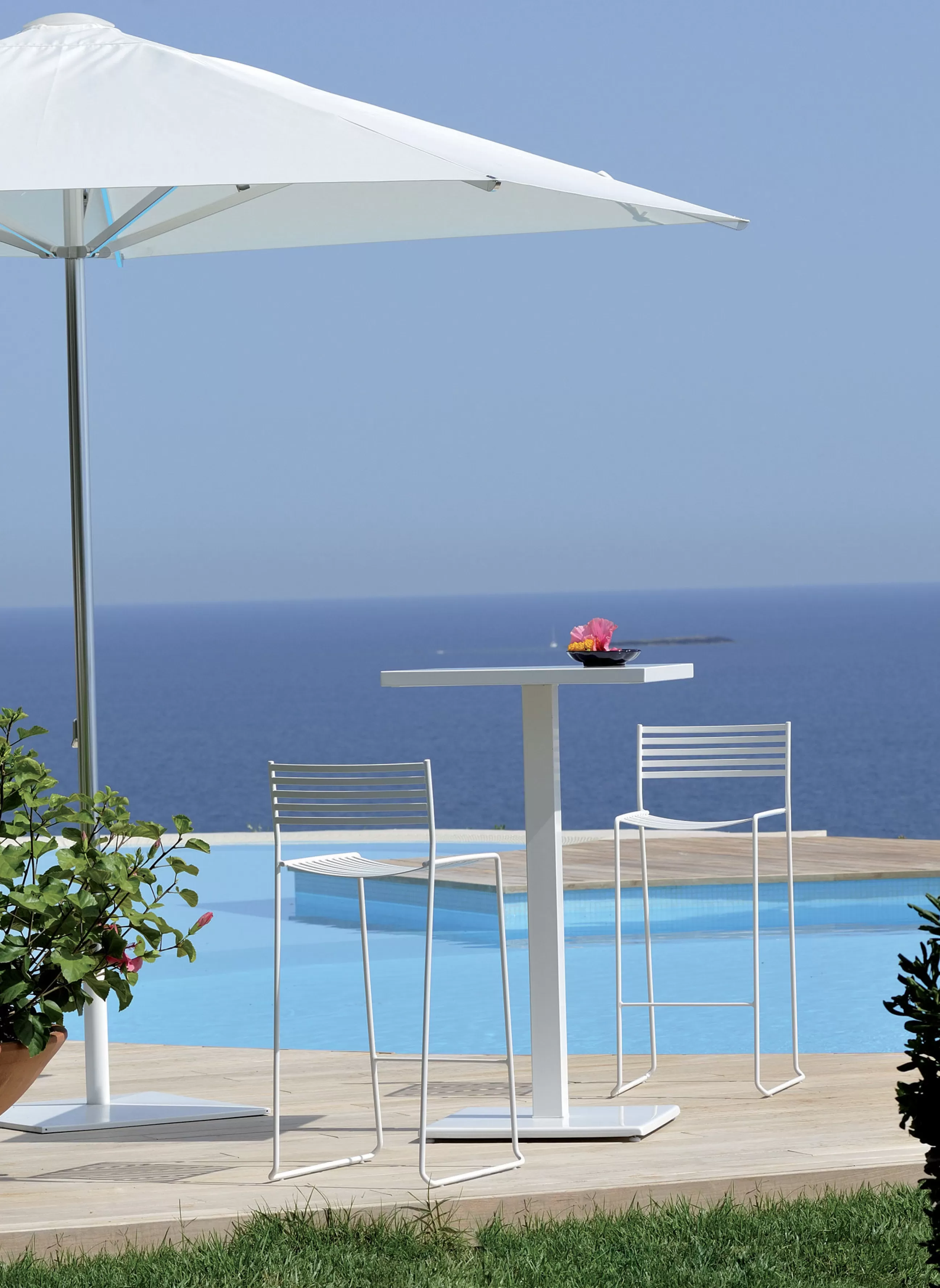 Parasols>Emu Parasol Shade Metal Tissu / Pied Central - 300 X 300 Cm - Blanc