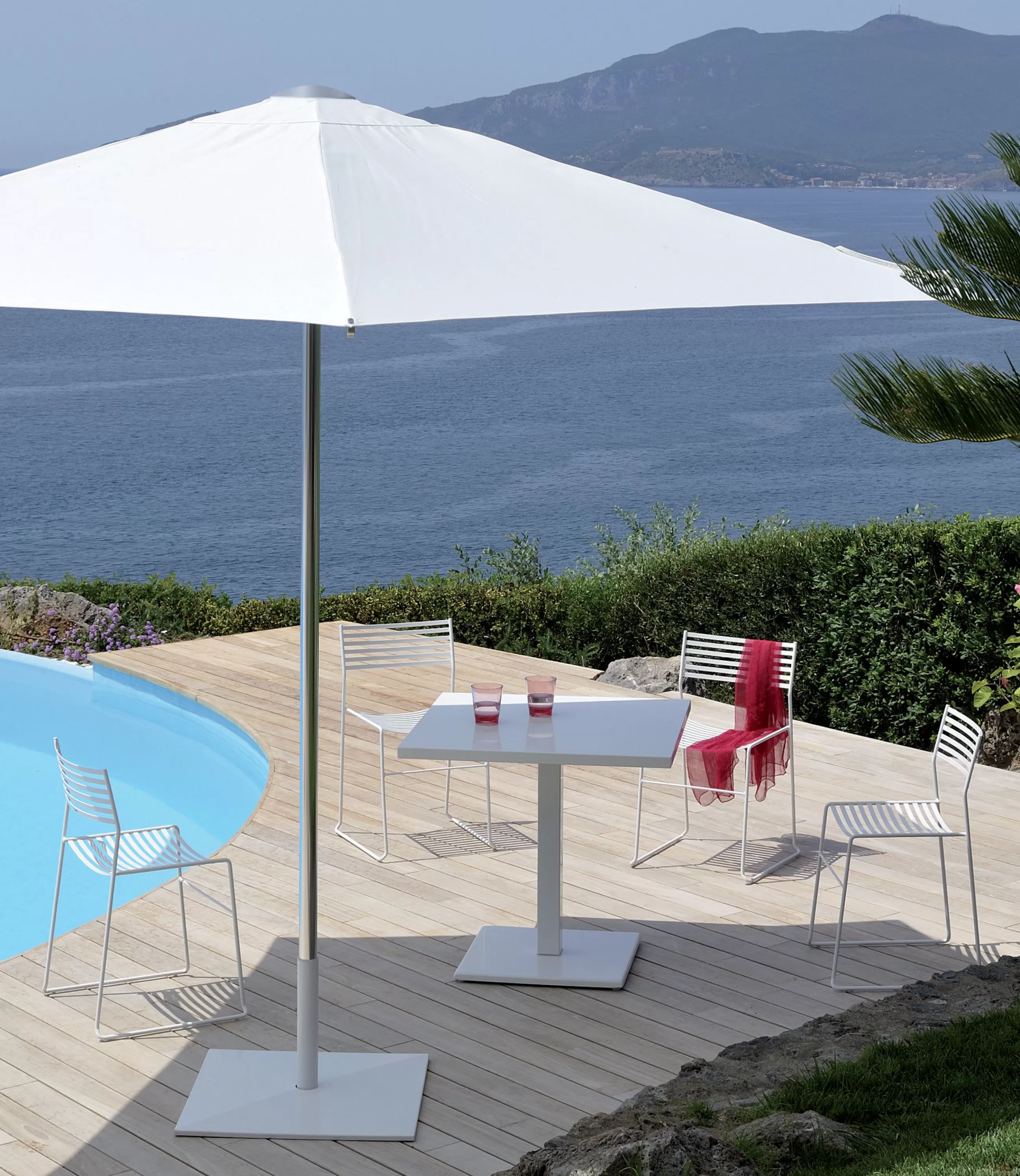 Parasols>Emu Parasol Shade Metal Tissu / Pied Central - 300 X 300 Cm - Blanc