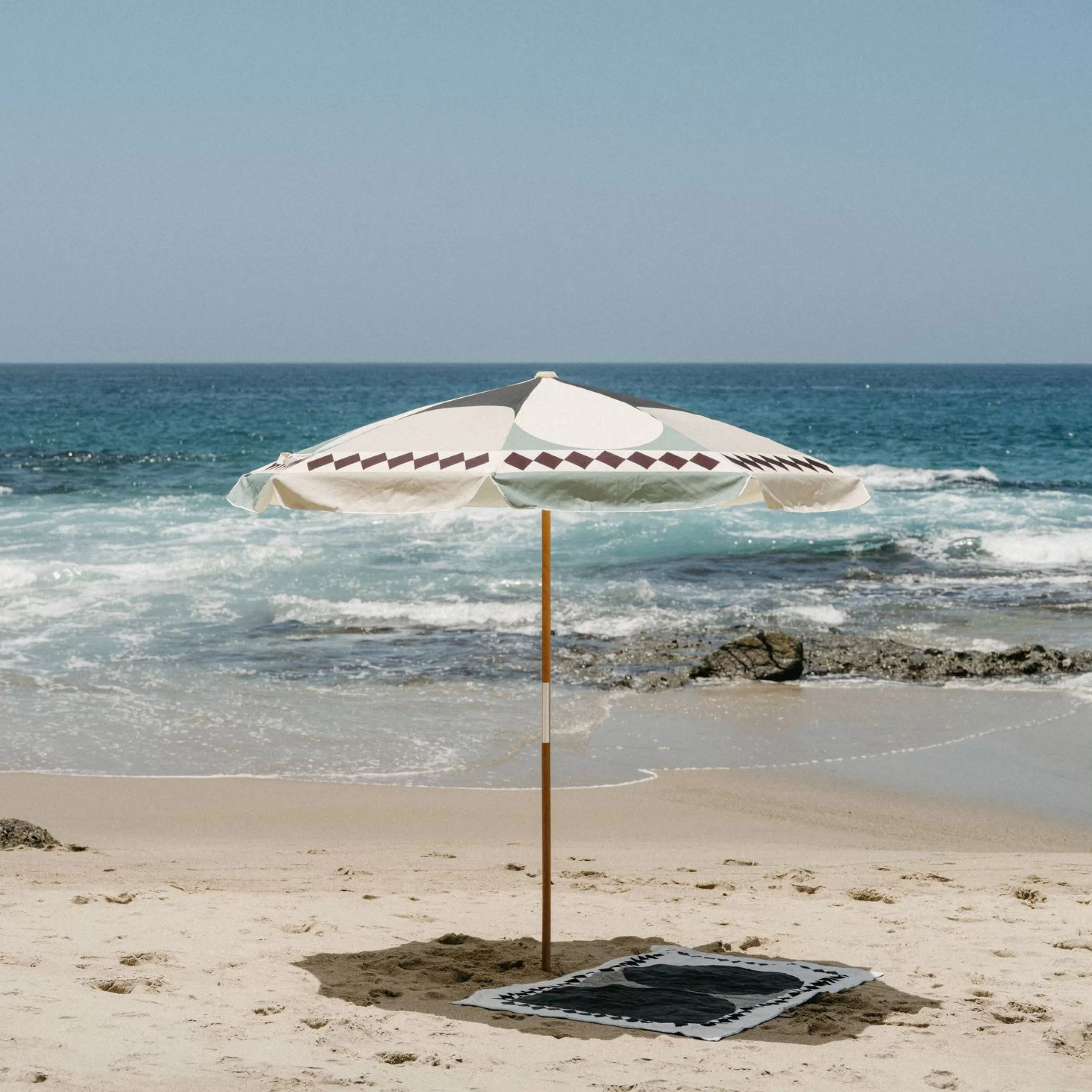 Parasols>BUSINESS & PLEASURE Parasol The Amalfi Tissu Bois Multicolore Vert / O 230 Cm - Bois Naturel - Multicolore - Vert